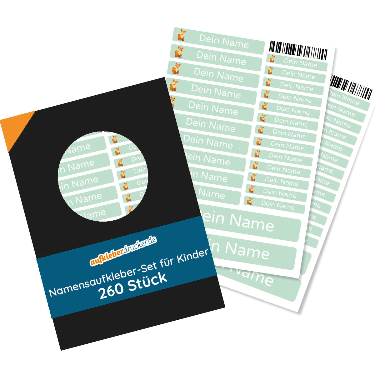 260 Kinder-Namensaufkleber in drei Größen, bunt bedruckt, für Schule, Kindergarten und Freizeit, von aufkleberdrucker.de