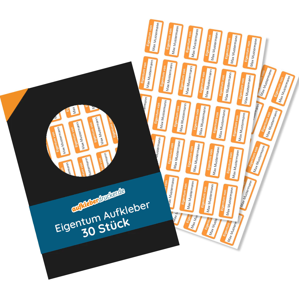 Personalisierte Eigentum-Aufkleber, 30 kleine Inventar-Aufkleber 30x13 mm von aufkleberdrucker.de, mit individueller Beschriftung