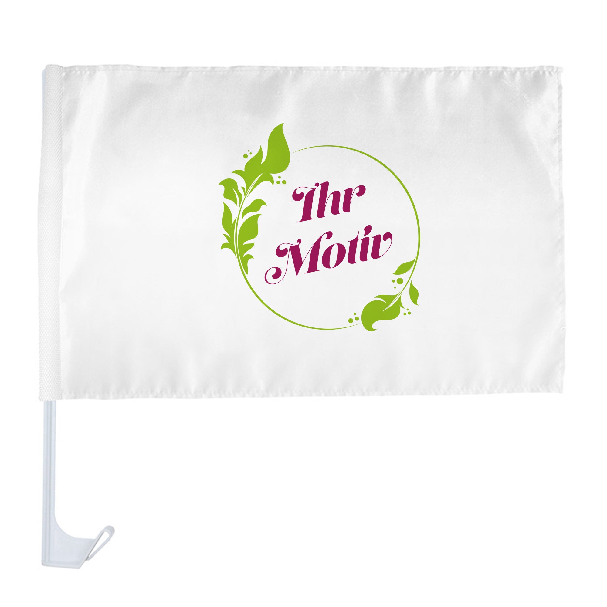 Individuelle Autofahne mit Halterung (400 x 300 mm) – Bedruckte Autoflagge für Werbung, Events & Fan