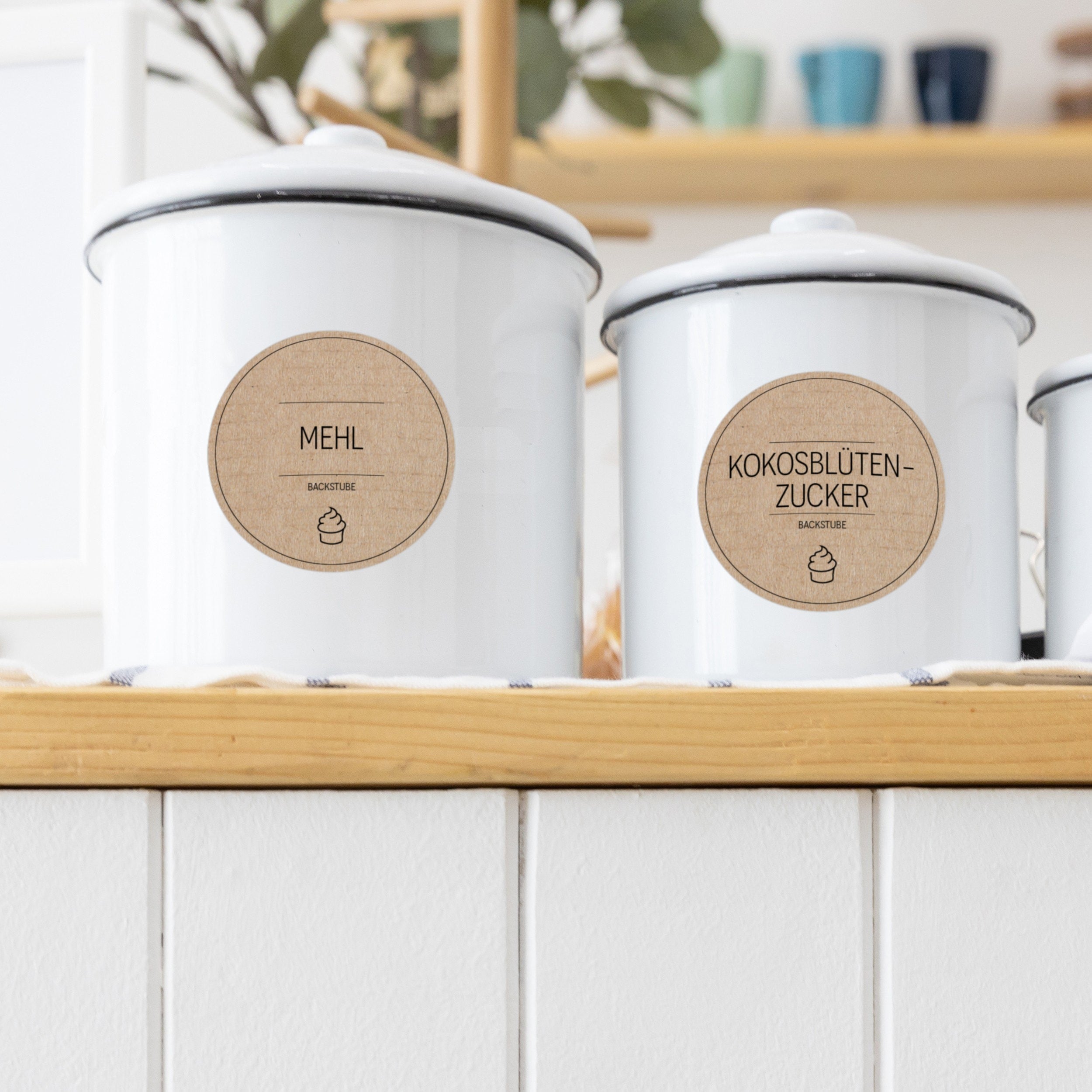 Runde braune Backetiketten für Backzutaten, 120er Set, aufkleberdrucker.de, ideal für Backstube und Lebensmittelverpackung