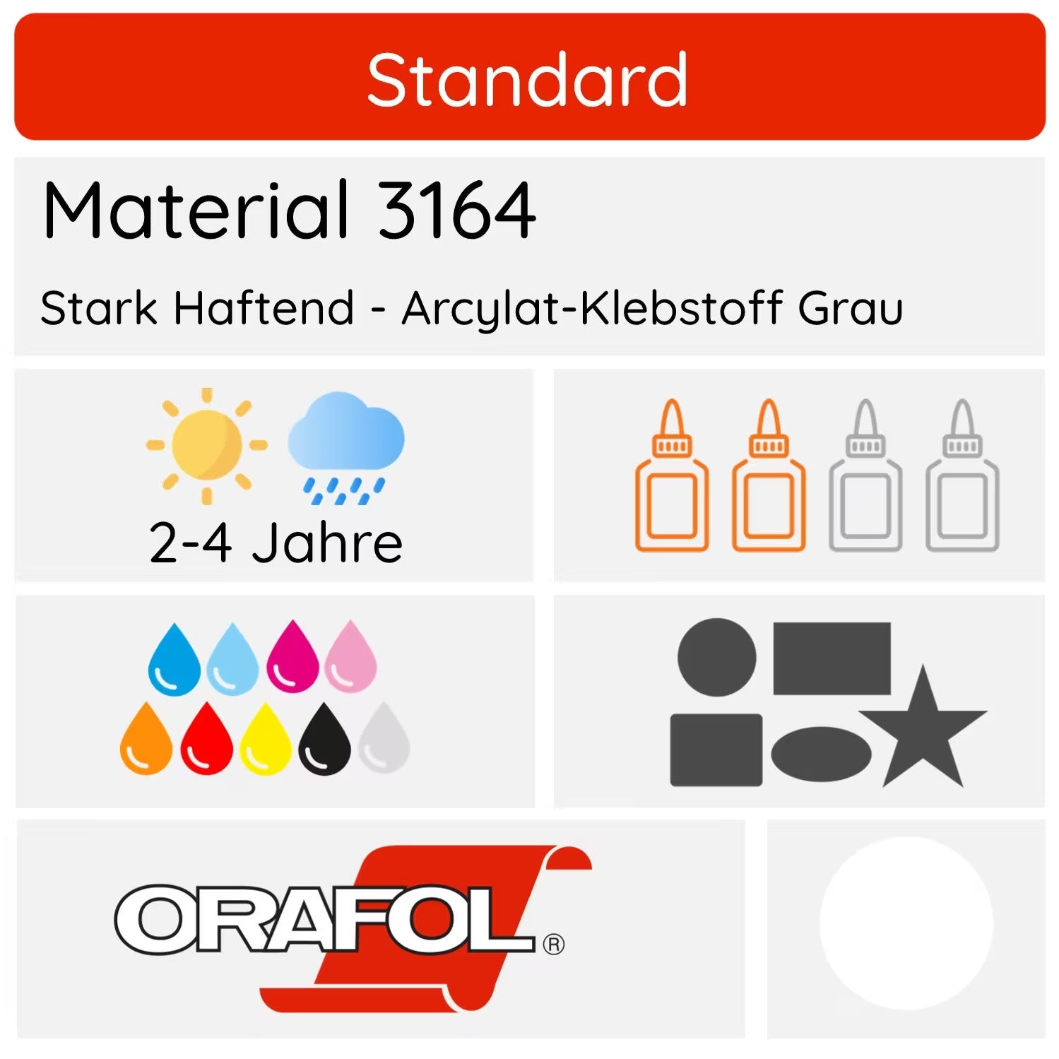 Vinyl Aufkleber von Orafol, standard Folienaufkleber mit auffälligem Design auf weißem Hintergrund.
