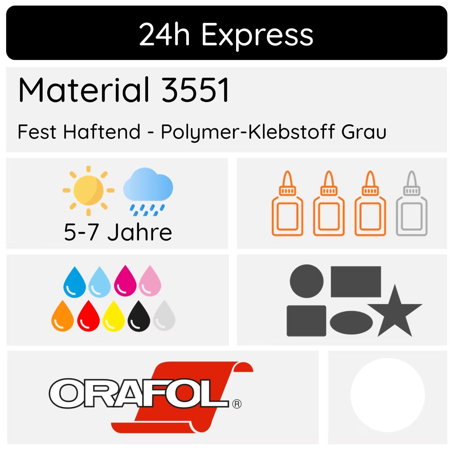 Hochwertiger Orafol Folienaufkleber mit modernem Design, ideal für Expressversand und langlebige Dekorationen.