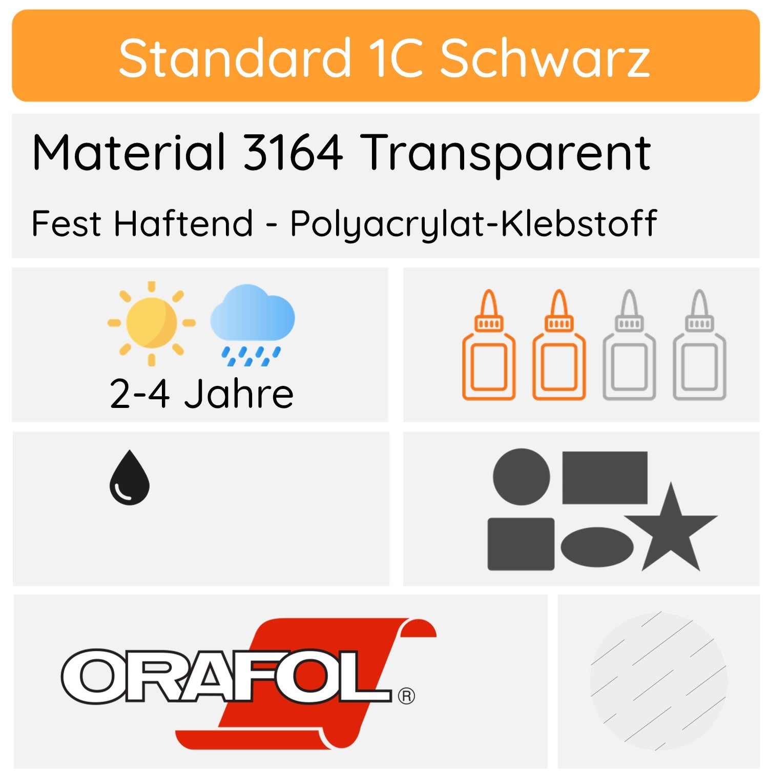 Aufkleber Transparent 1-Farbig Schwarz