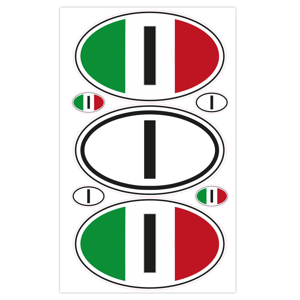 Autoaufkleber Länderkennzeichen - Italien (7 Stück - 200x300 mm)