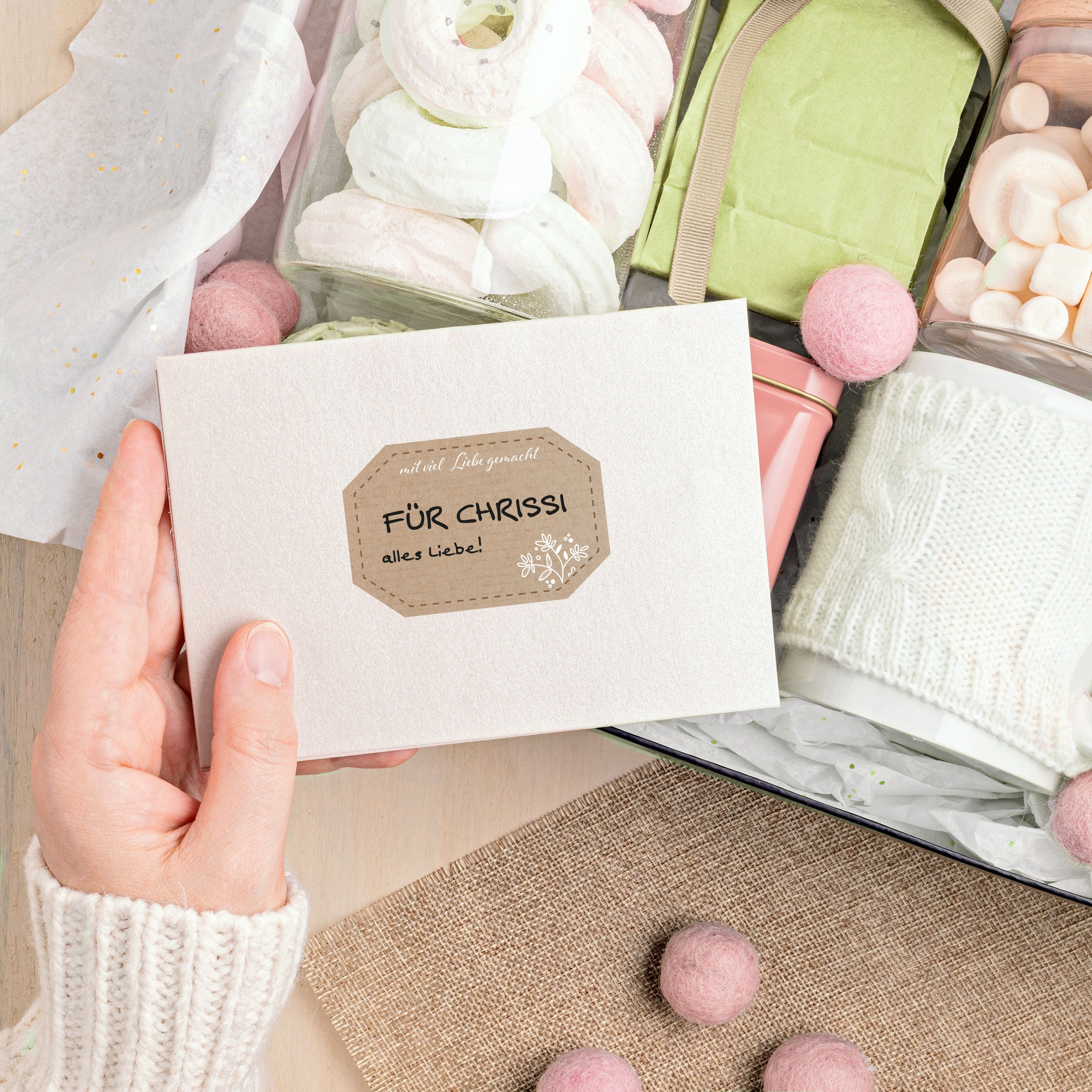 Vintage Marmeladenetiketten Set mit 3 Bögen auf Geschenkpackpapier, eckig, für selbstgemachte Marmeladengläser
