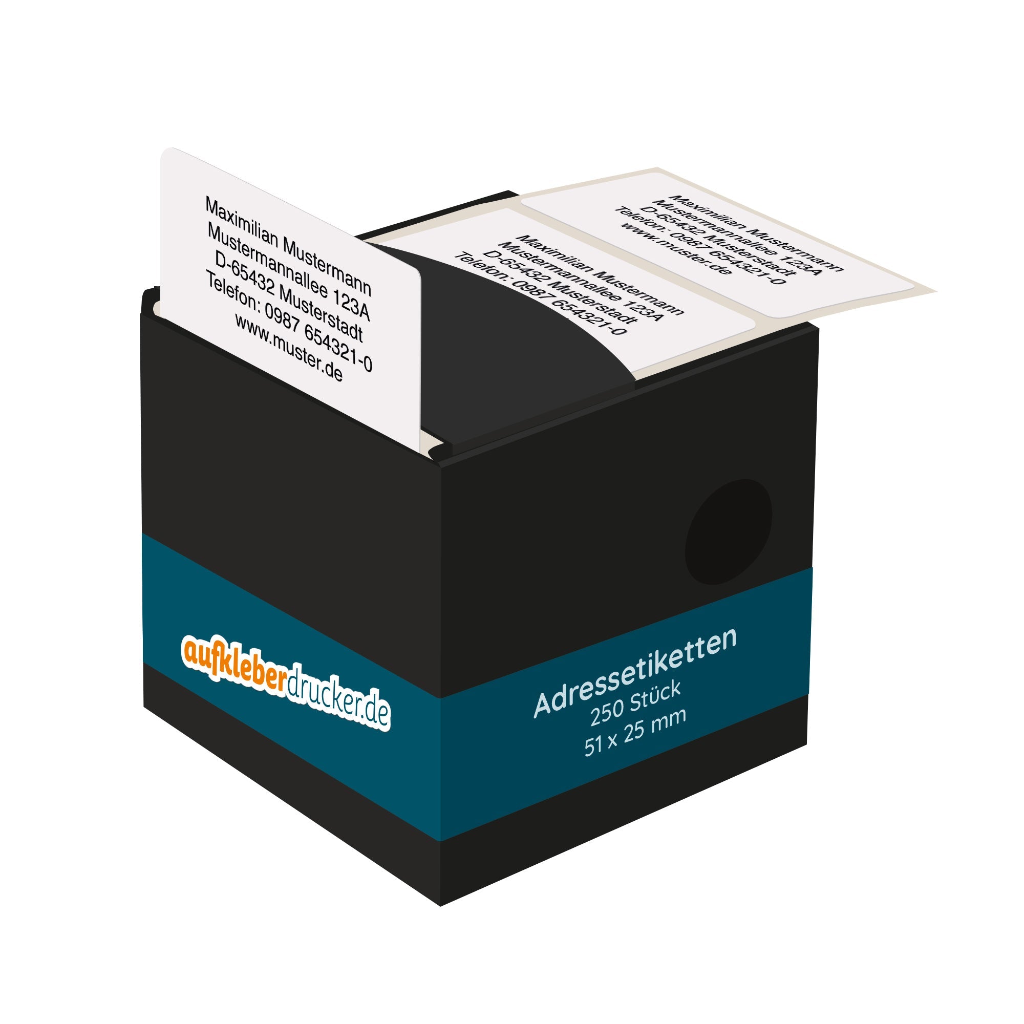 Adressetiketten 51x25 mm, 250 Stück, aufkleberdrucker.de, Rollenetiketten für Adressaufkleber, kleine Etiketten auf Rolle