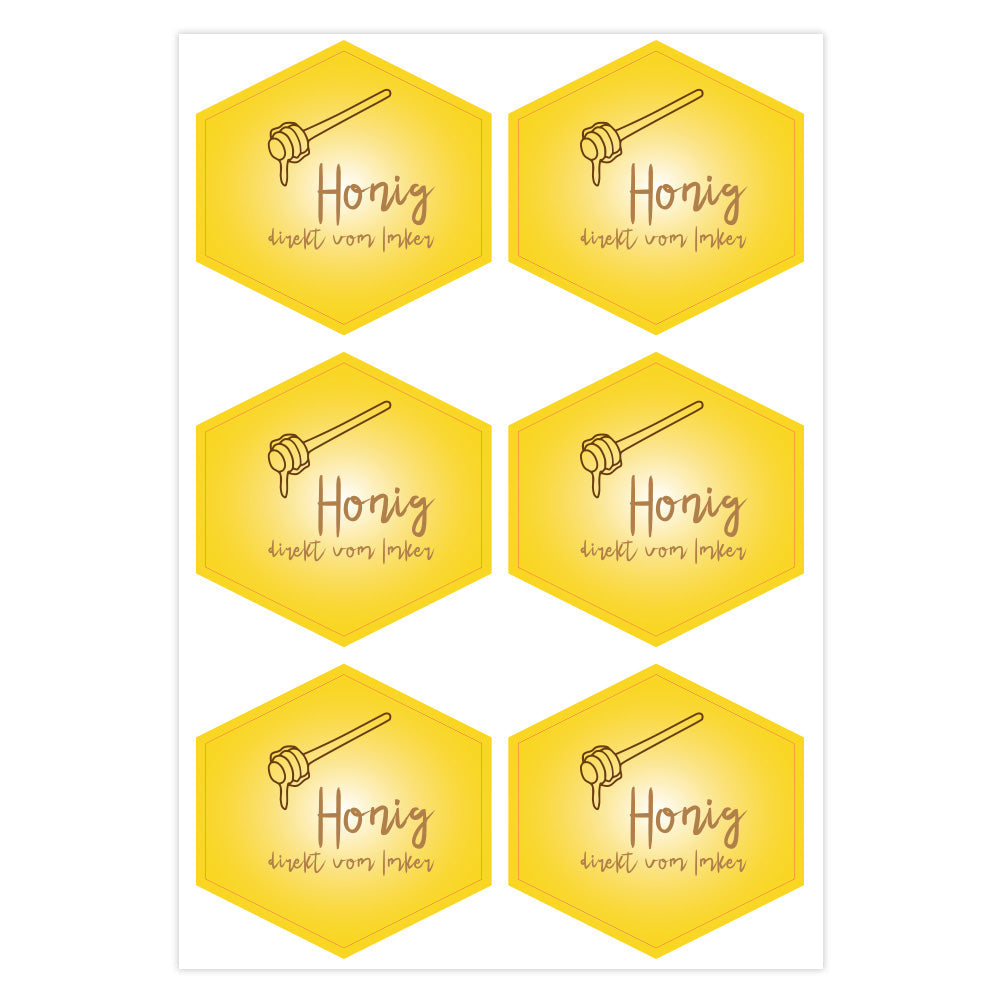 Honig-Aufkleber-Set mit 3 Bögen, 200x300 mm, inklusive natürlicher Honig-Designs auf selbstklebendem Papier.