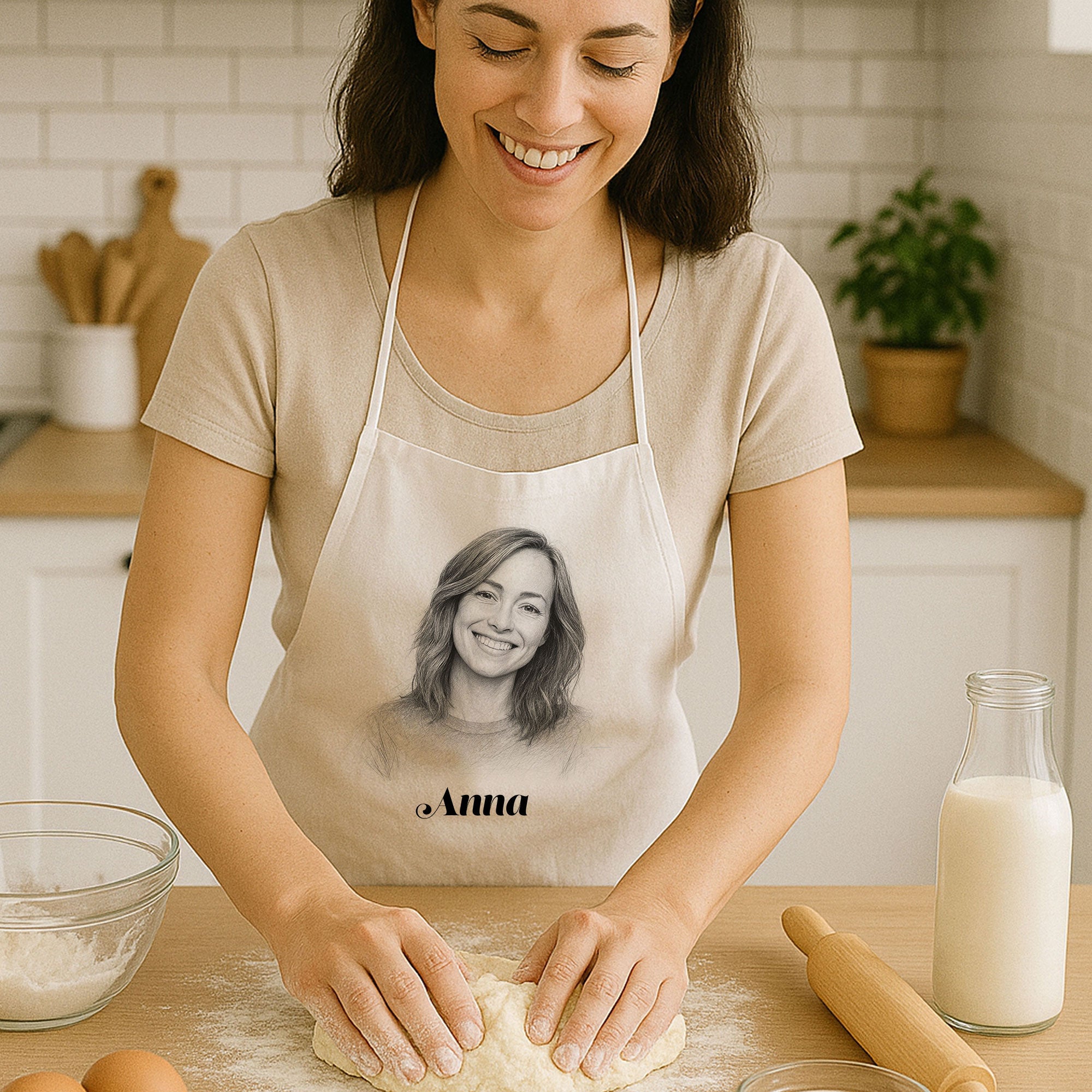 Kinder-Schürze mit Bleistiftzeichnung und Text, langlebiges Baumwollmaterial, ideal für kreative Kinderaktivitäten