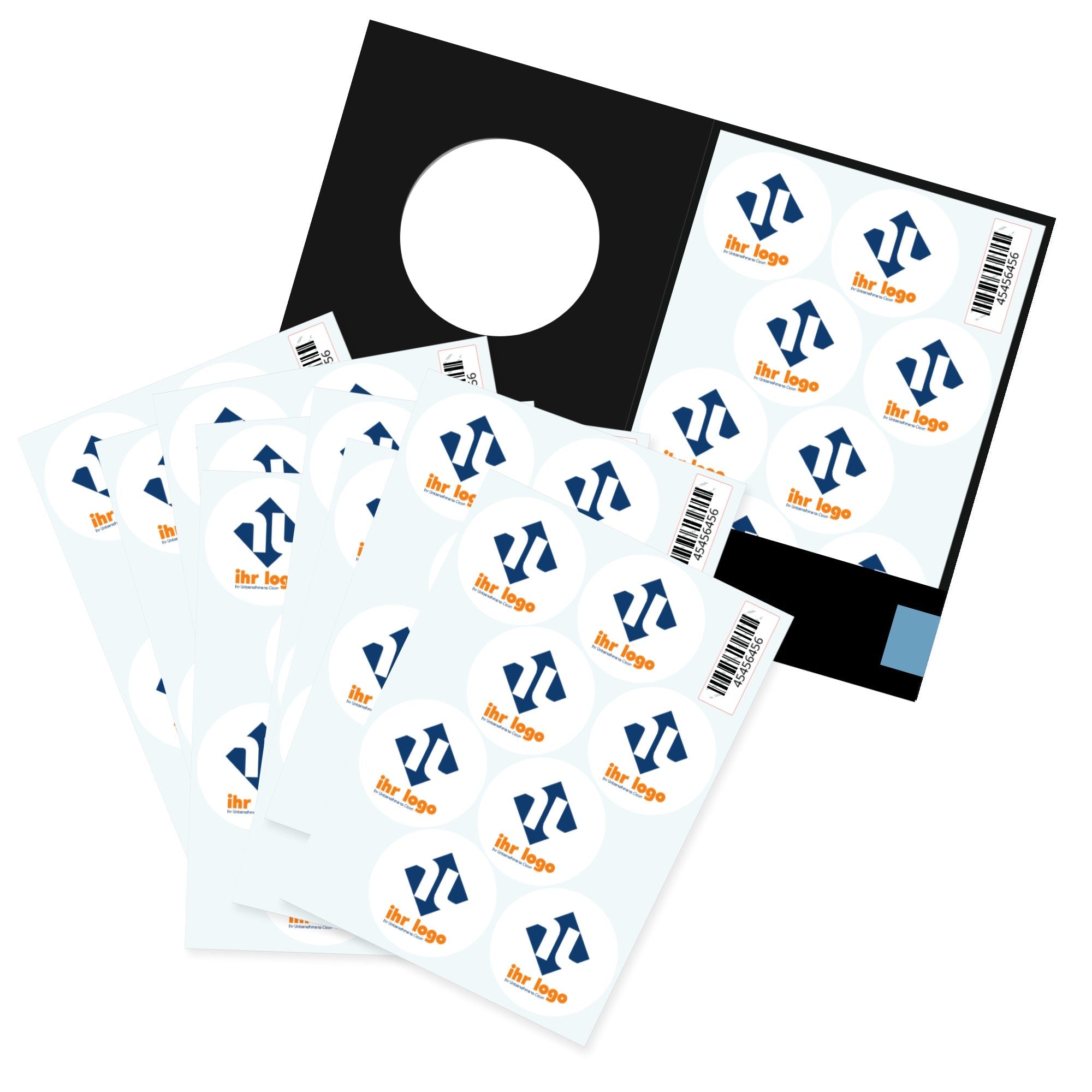 Runder Logo-Aufkleber 40 mm von Orafol, mit klaren Design und hochwertiger Druckqualität, auf glattem Untergrund angebracht.