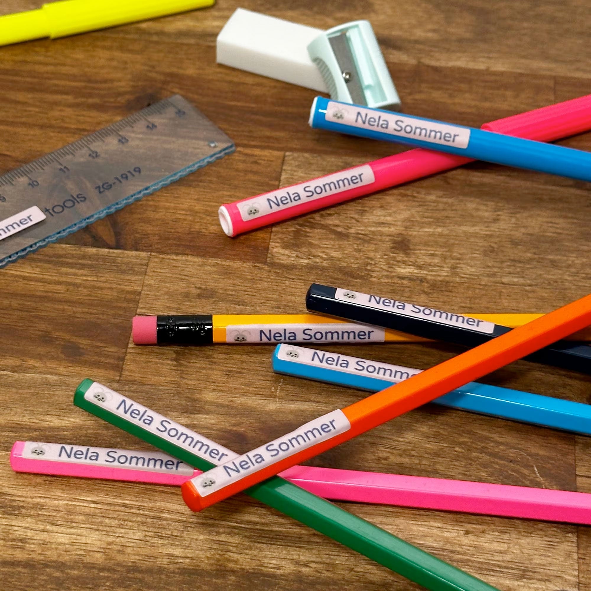 Kleine individuelle Namensetiketten, Stiftetiketten 40x6 mm, 215 Stück, aufkleberdrucker.de, für personalisierte Beschriftungen