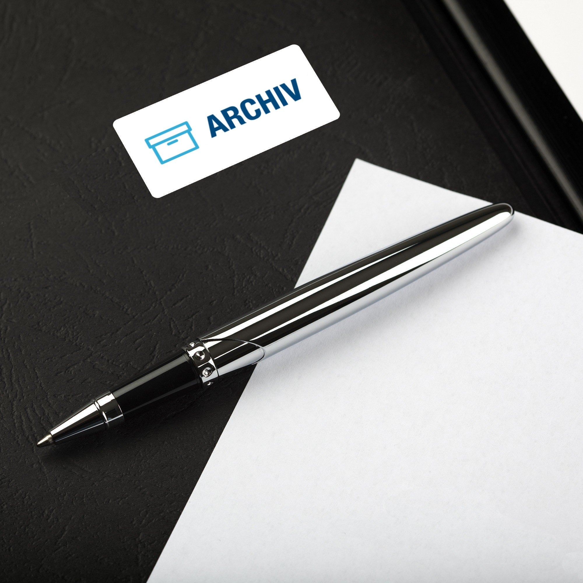 Aufkleber mit Piktogramm "Archiv" in 60x30 mm, 250 Stück, Rollenetiketten, für Dokumentenorganisation, aufkleberdrucker.de