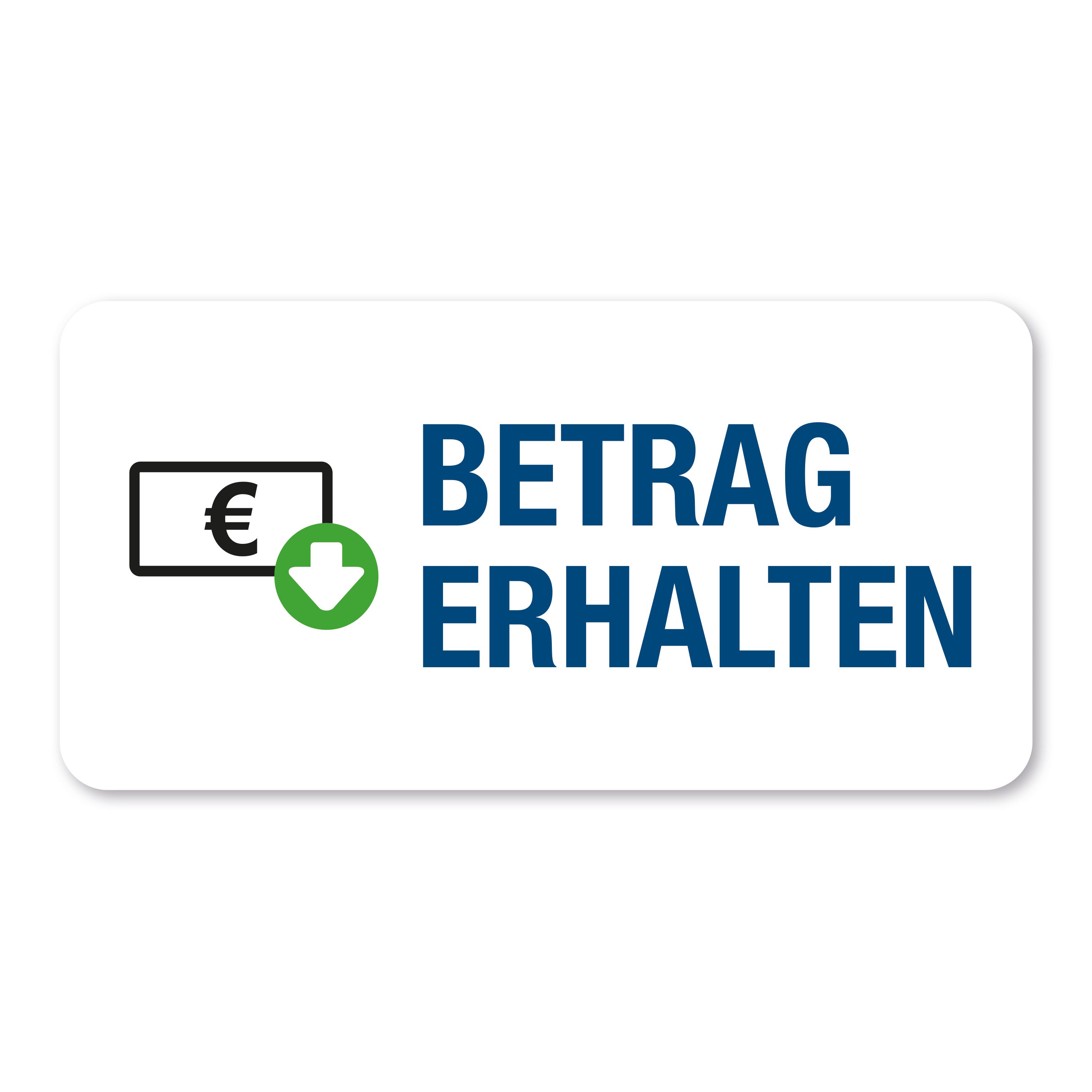 Aufkleber mit Piktogramm "Betrag erhalten" auf Rolle, 60x30 mm, 250 Stück, für Kassensysteme oder Buchhaltung