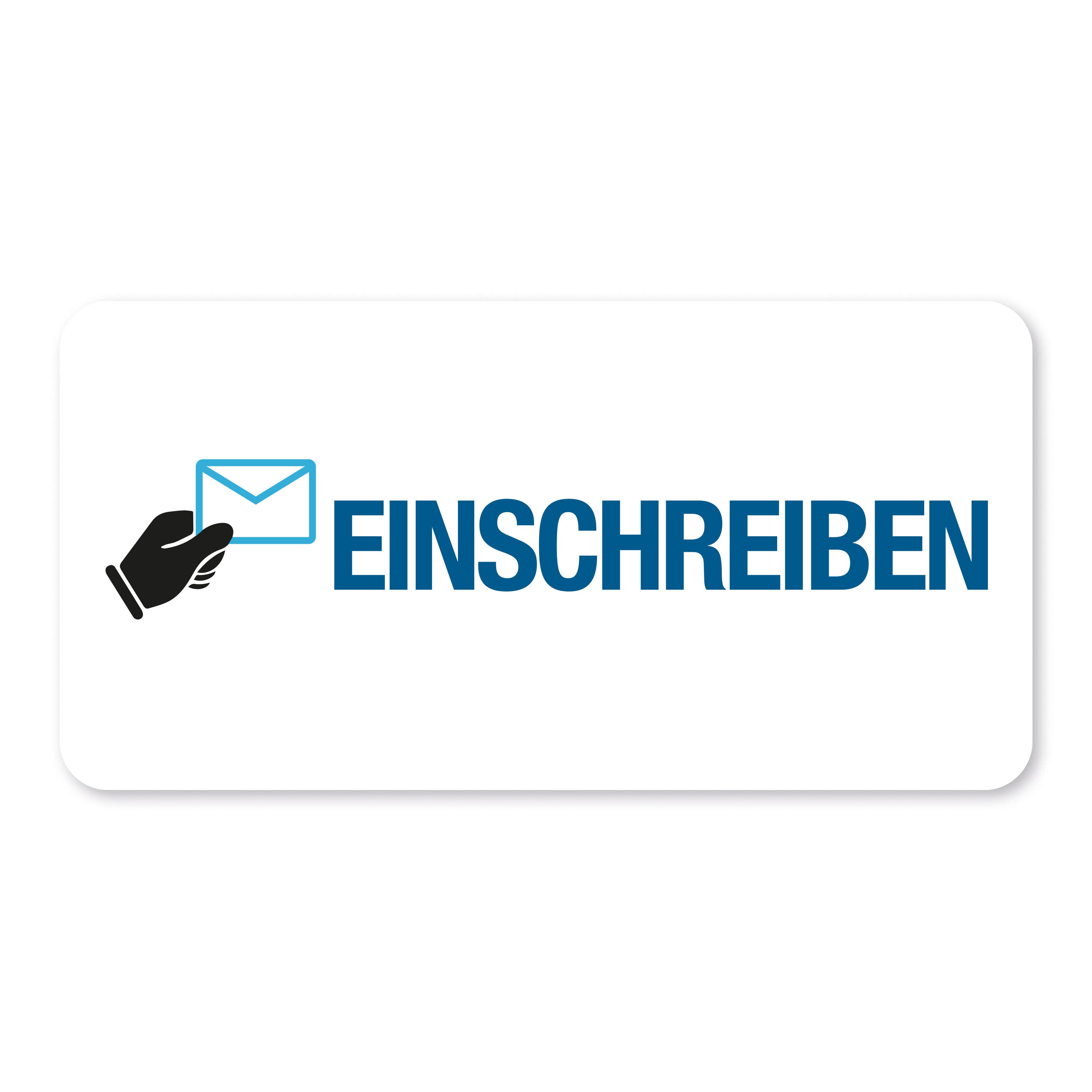Aufkleber mit Piktogramm "Einschreiben" auf 60x30 mm Rollenetikett, 250 Stück, für Versand und Post.
