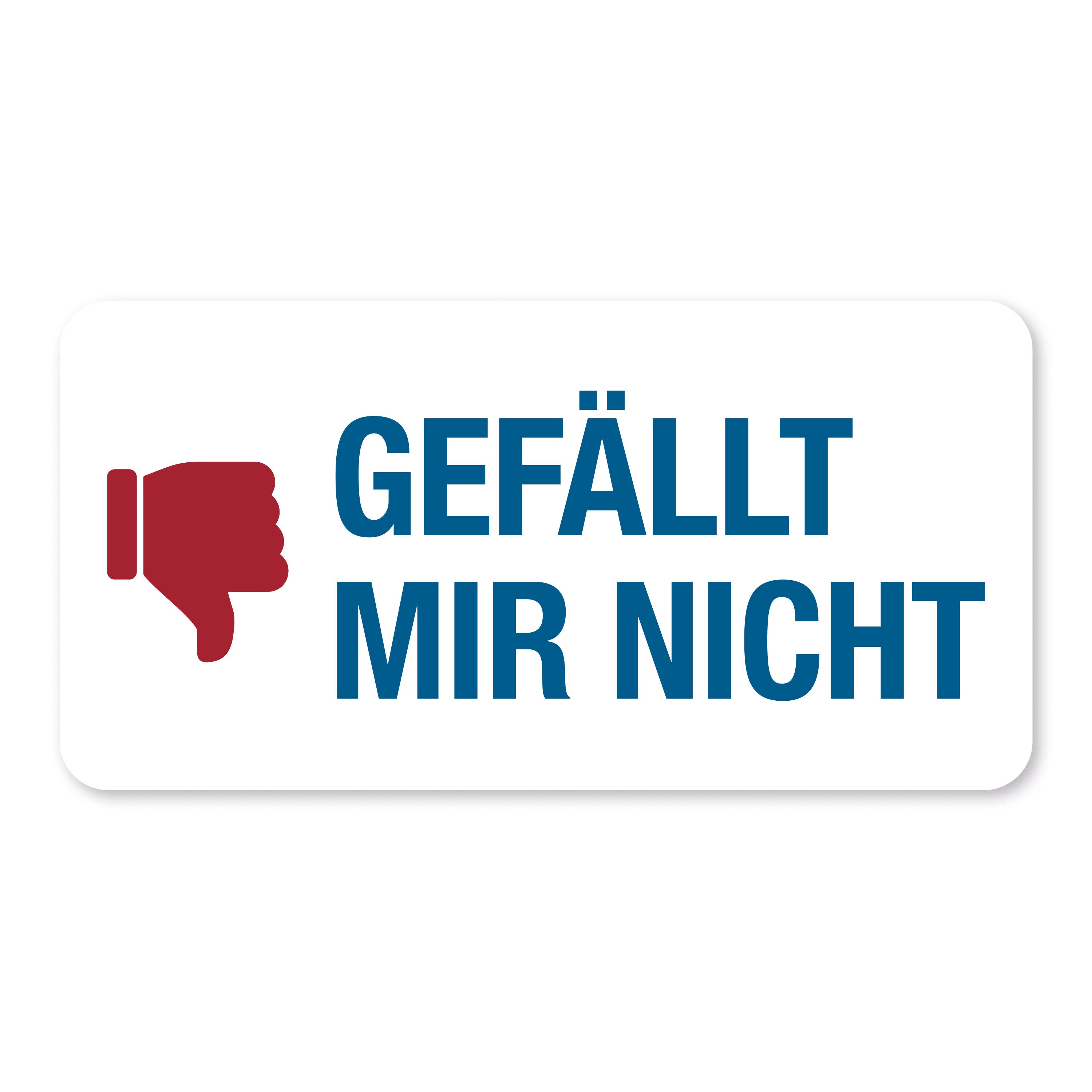 Aufkleber mit Piktogramm "Gefällt mir nicht" in 60x30 mm, 250 Rollenetiketten, aufkleberdrucker.de, sichtbares Design