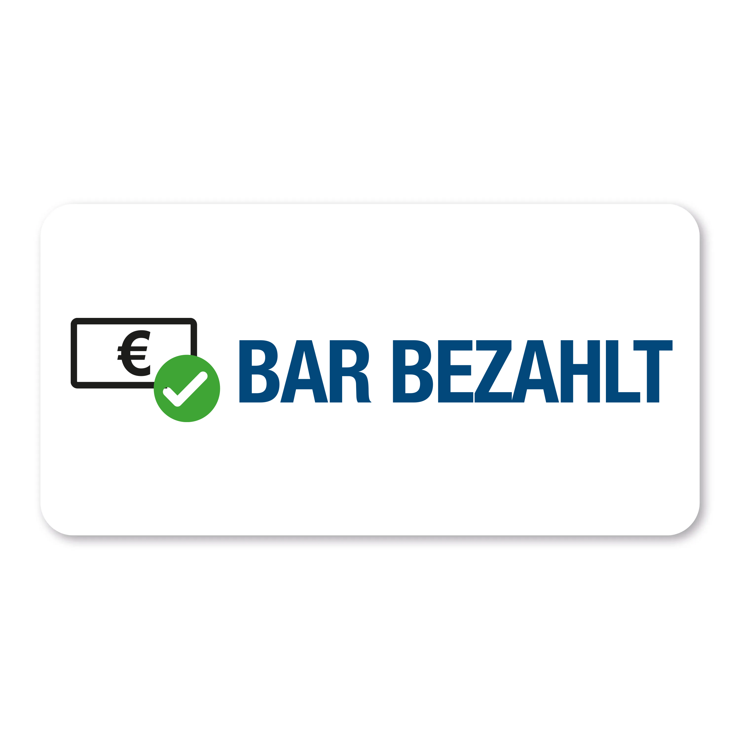 Rollenetikett mit Piktogramm "BAR BEZAHLT" in 60x30 mm, 250 Stück, aufkleberdrucker.de, klarer Zahlungsanzeige auf weißem Hintergrund