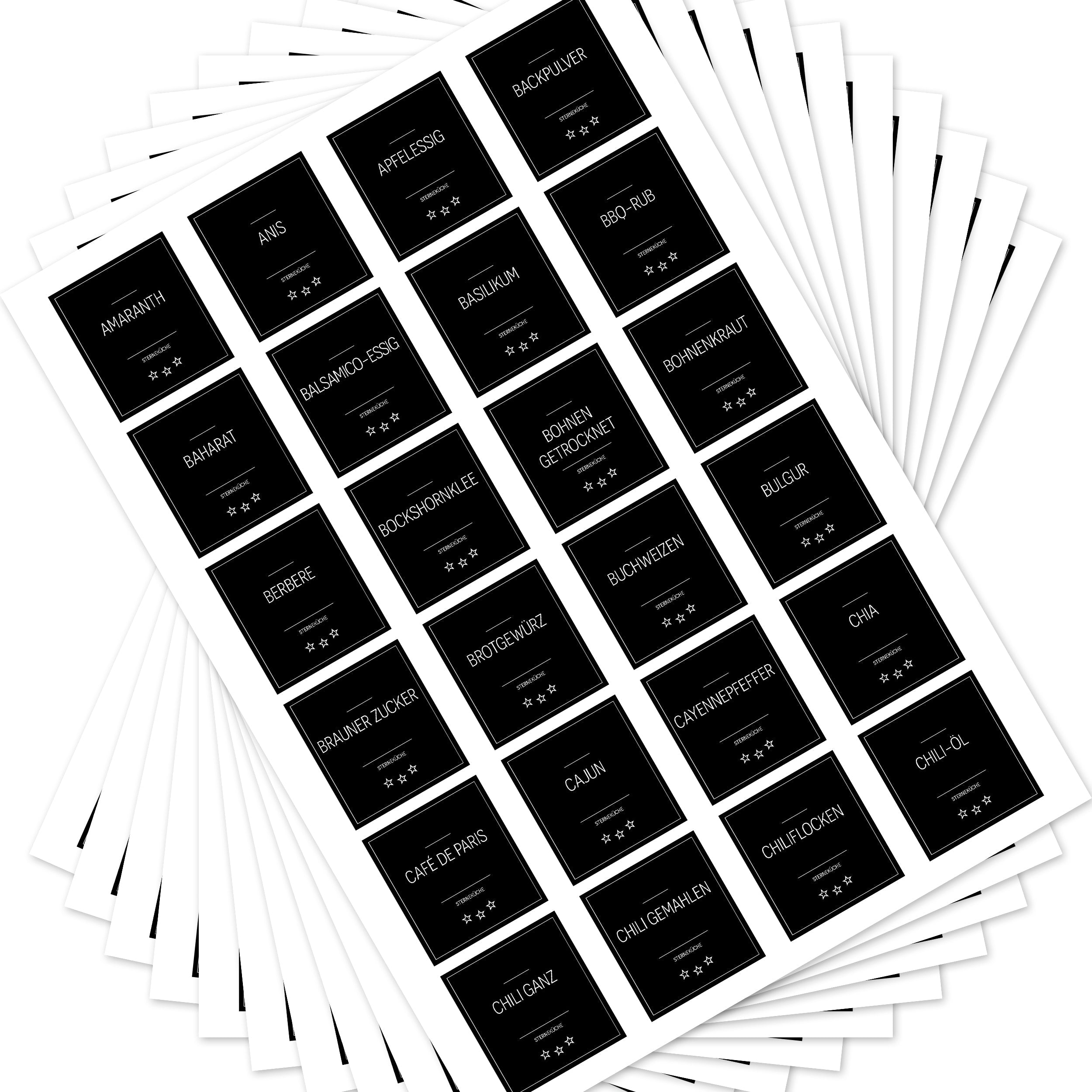 Sterneküche - Aufkleber für Profis - Etiketten für die Küche (Set mit 240 Aufklebern)