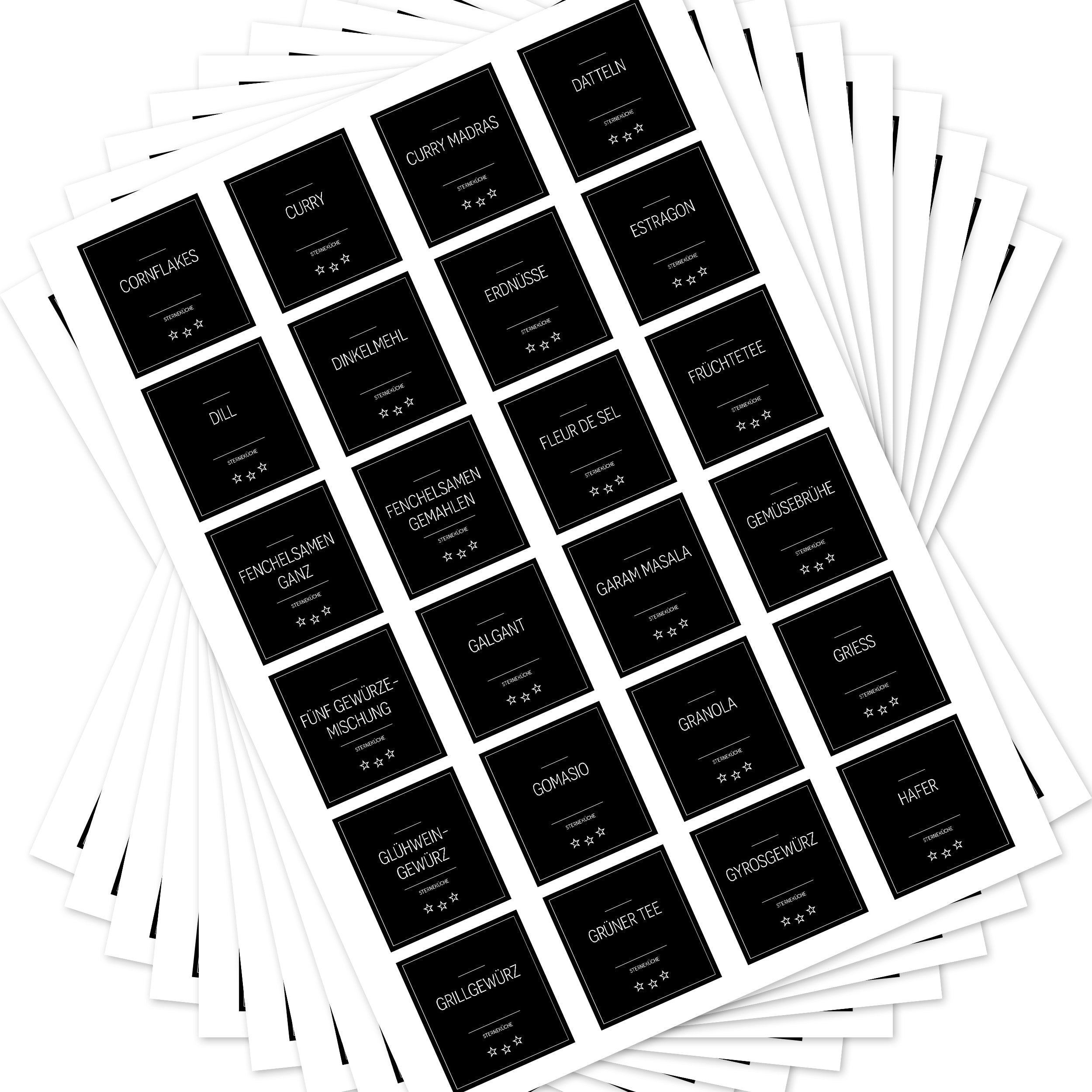 Sterneküche - Aufkleber für Profis - Etiketten für die Küche (Set mit 240 Aufklebern)