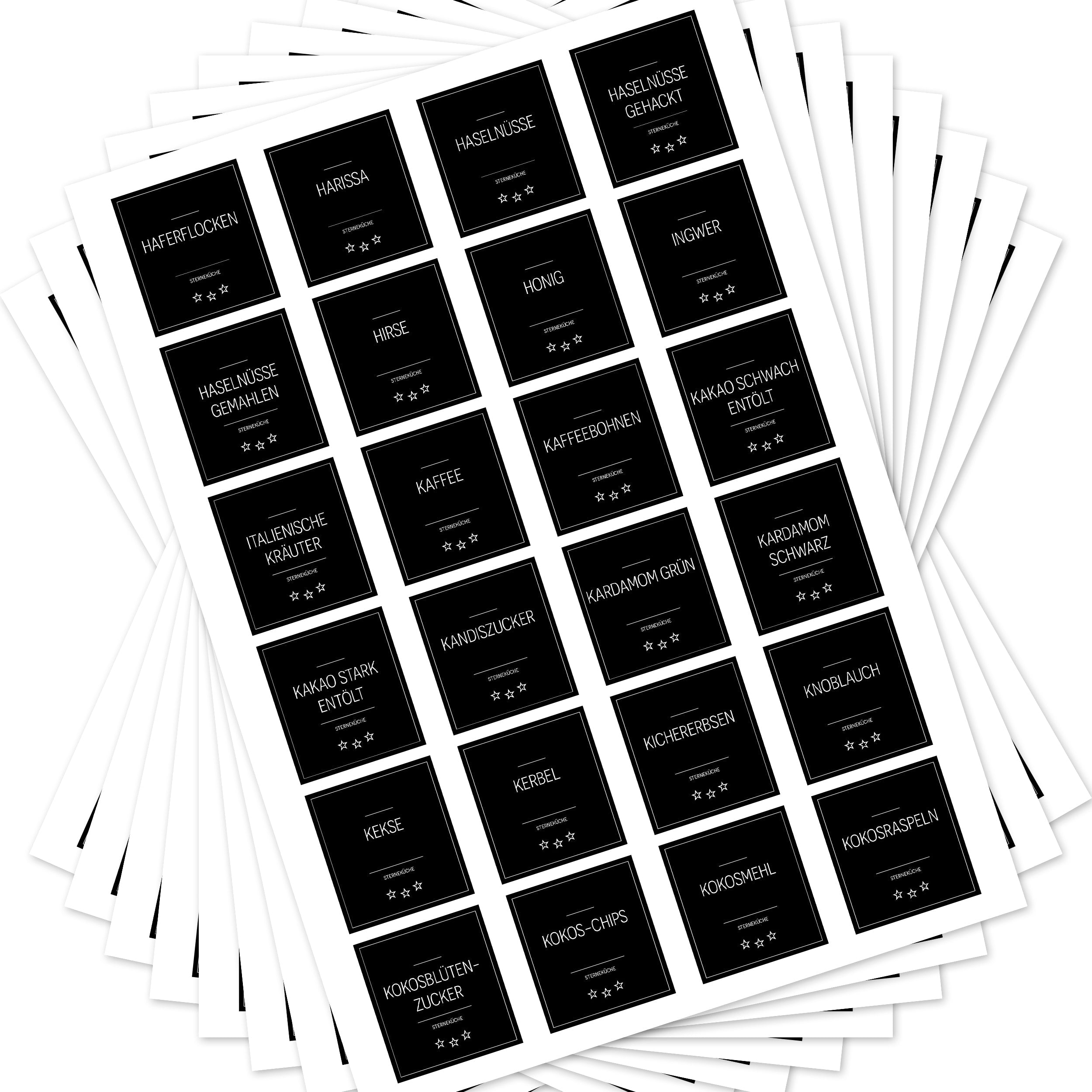 Sterneküche - Aufkleber für Profis - Etiketten für die Küche (Set mit 240 Aufklebern)