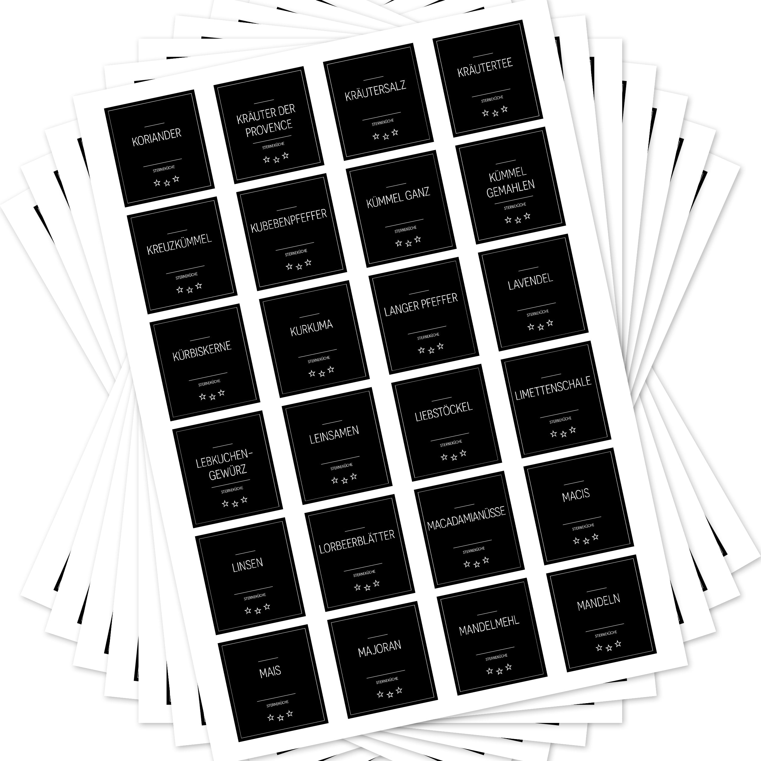 Sterneküche - Aufkleber für Profis - Etiketten für die Küche (Set mit 240 Aufklebern)