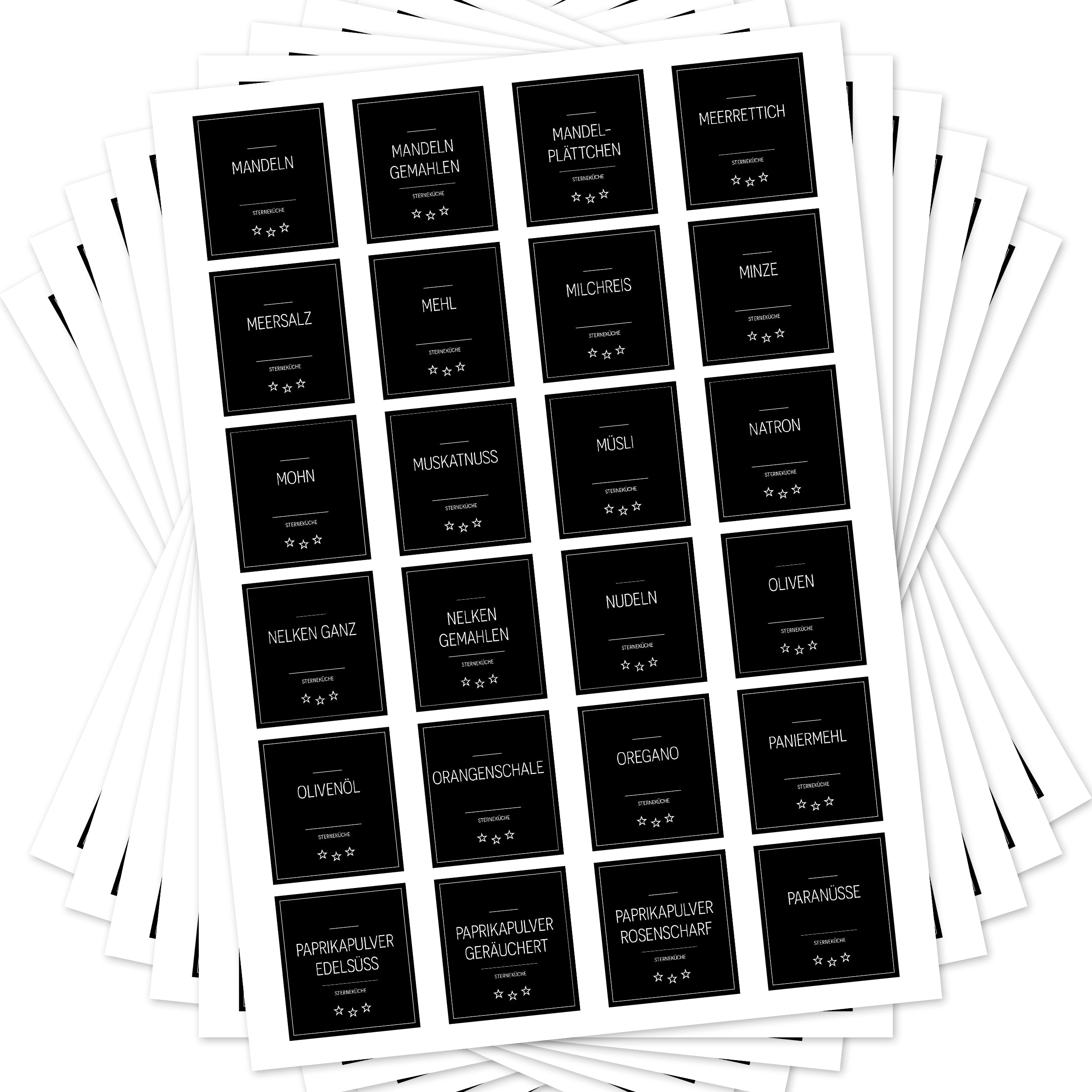 Sterneküche - Aufkleber für Profis - Etiketten für die Küche (Set mit 240 Aufklebern)