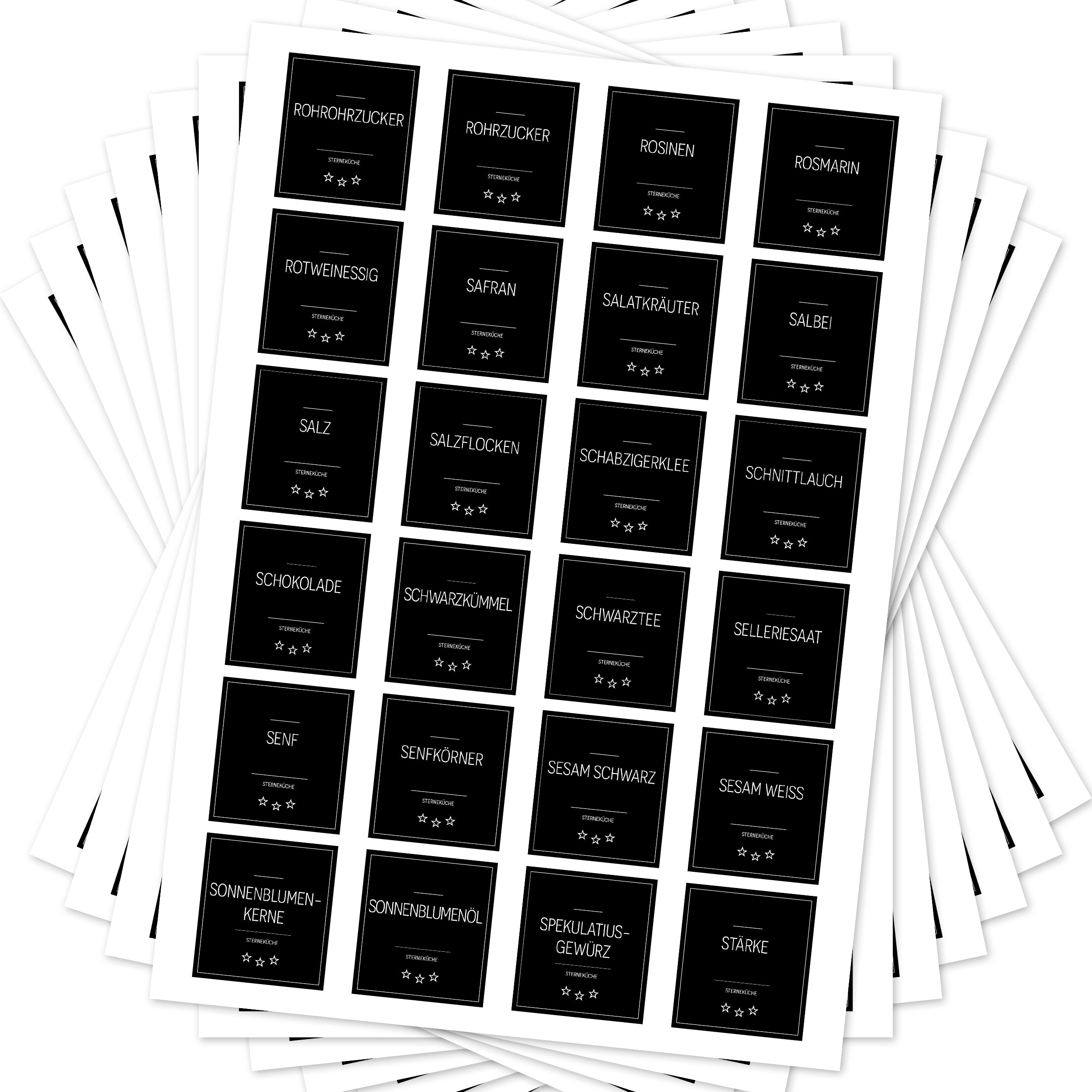 Sterneküche - Aufkleber für Profis - Etiketten für die Küche (Set mit 240 Aufklebern)