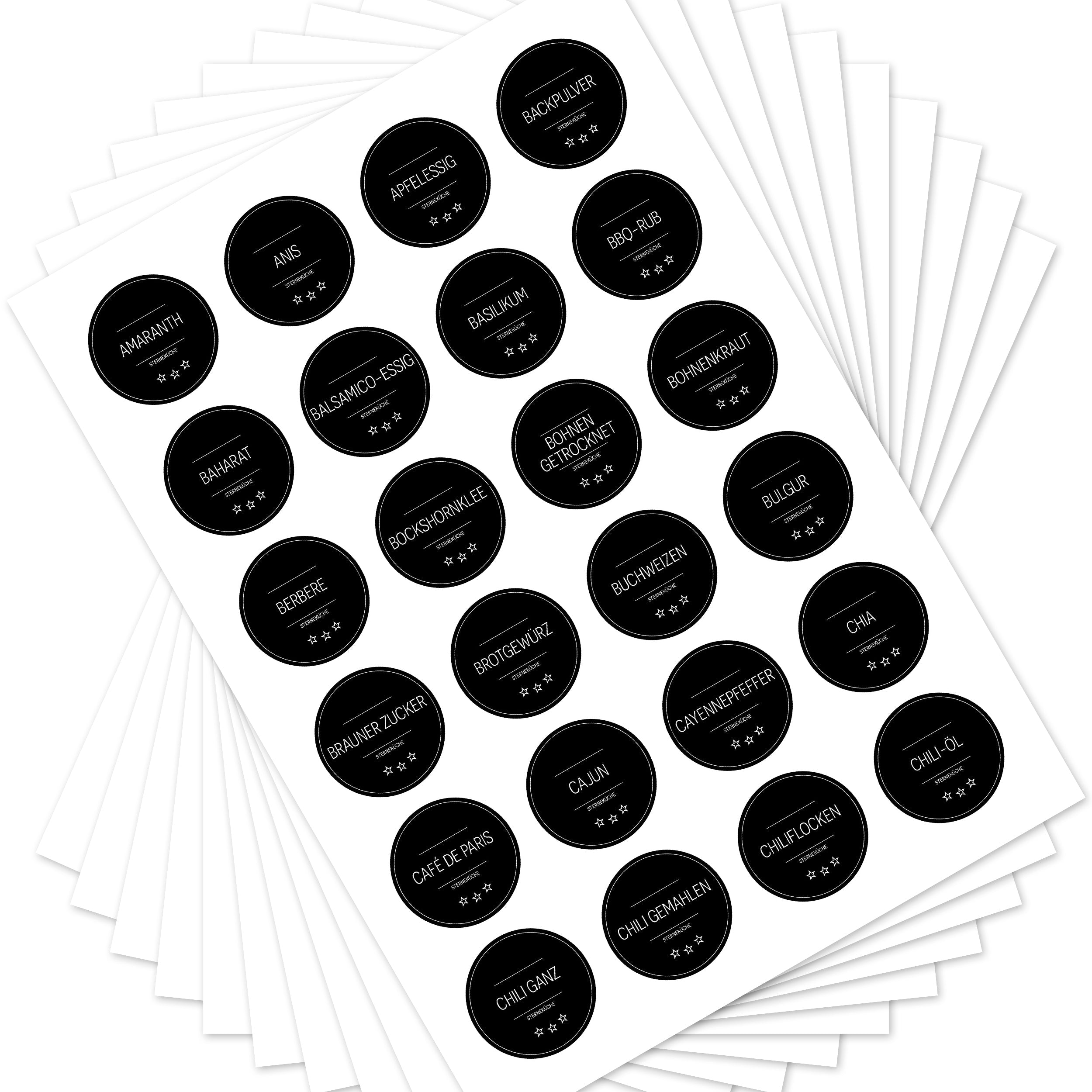 Sterneküche - Aufkleber für Profis - Etiketten für die Küche (Set mit 240 Aufklebern)
