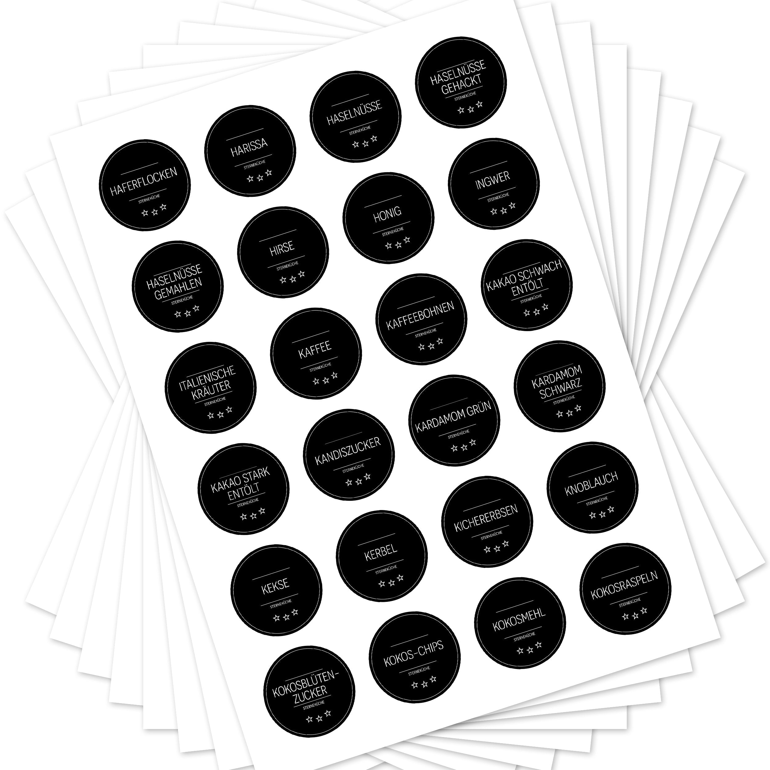 Sterneküche - Aufkleber für Profis - Etiketten für die Küche (Set mit 240 Aufklebern)