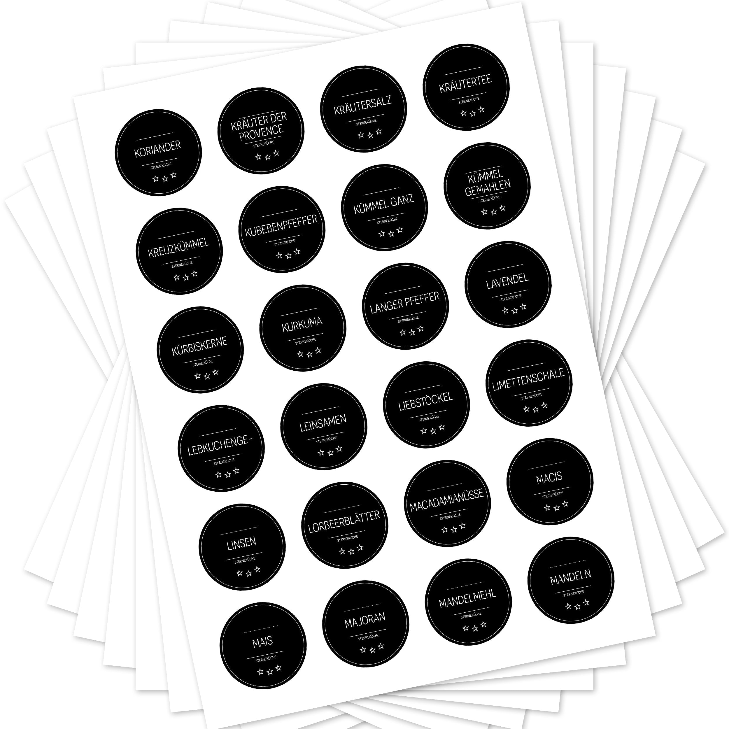 Sterneküche - Aufkleber für Profis - Etiketten für die Küche (Set mit 240 Aufklebern)