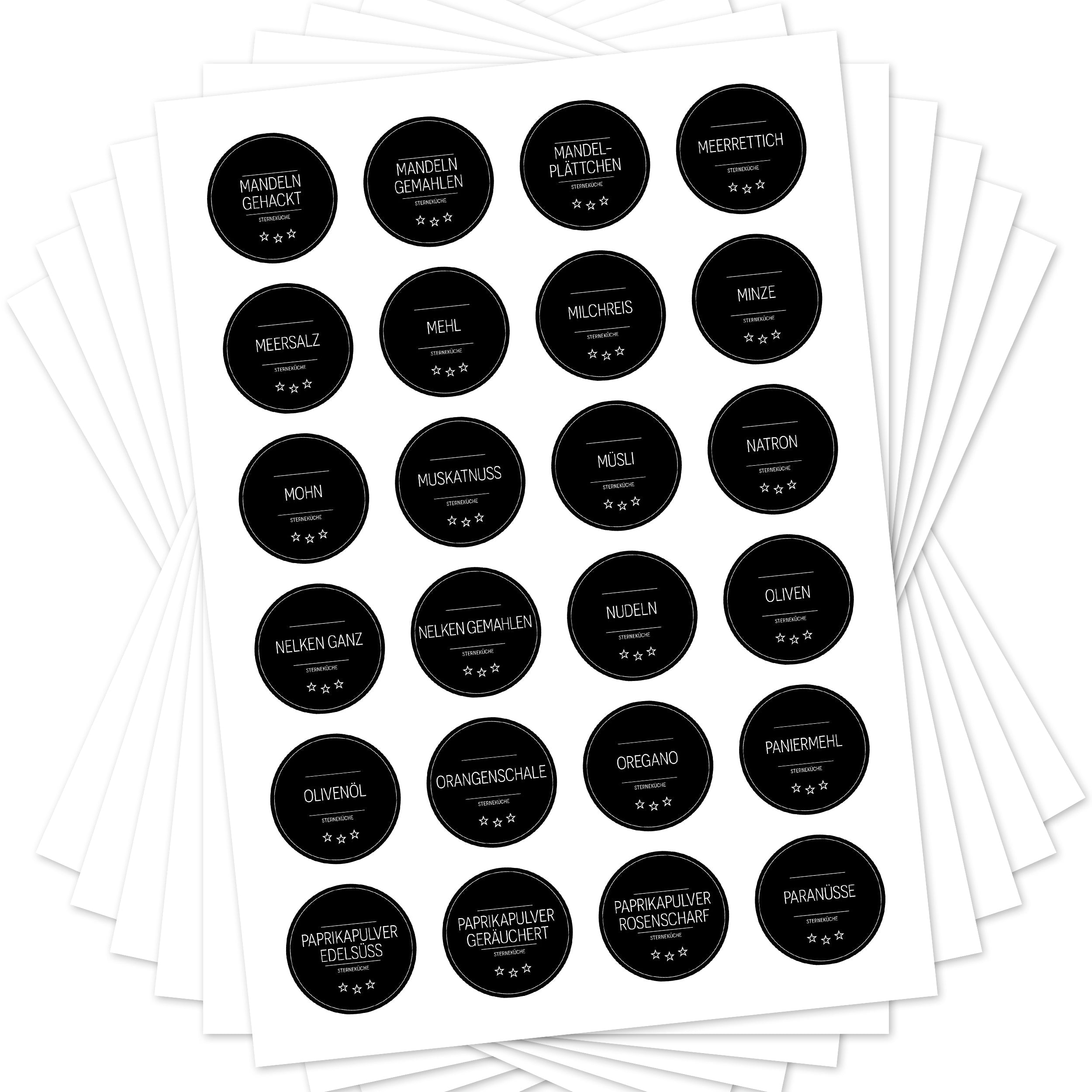 Sterneküche - Aufkleber für Profis - Etiketten für die Küche (Set mit 240 Aufklebern)