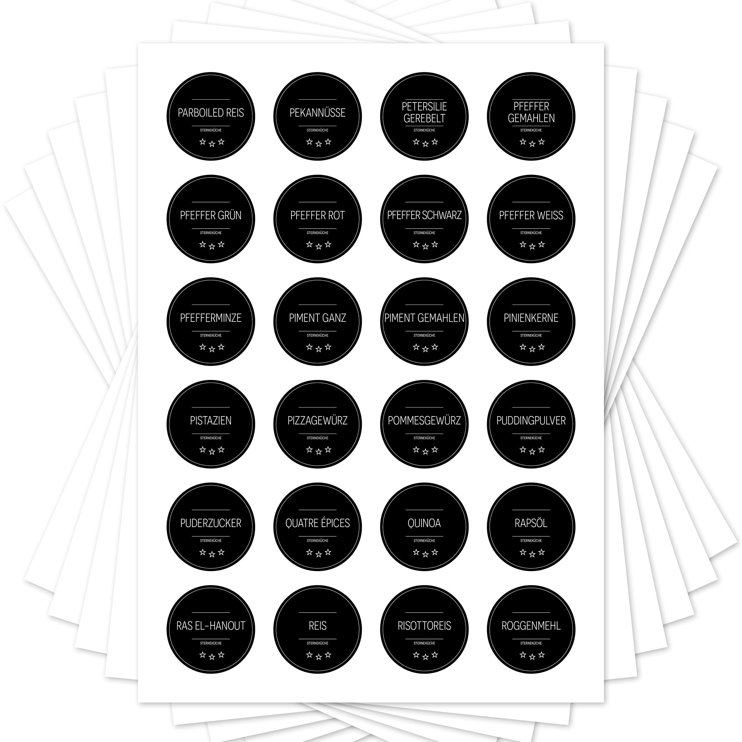 Sterneküche - Aufkleber für Profis - Etiketten für die Küche (Set mit 240 Aufklebern)