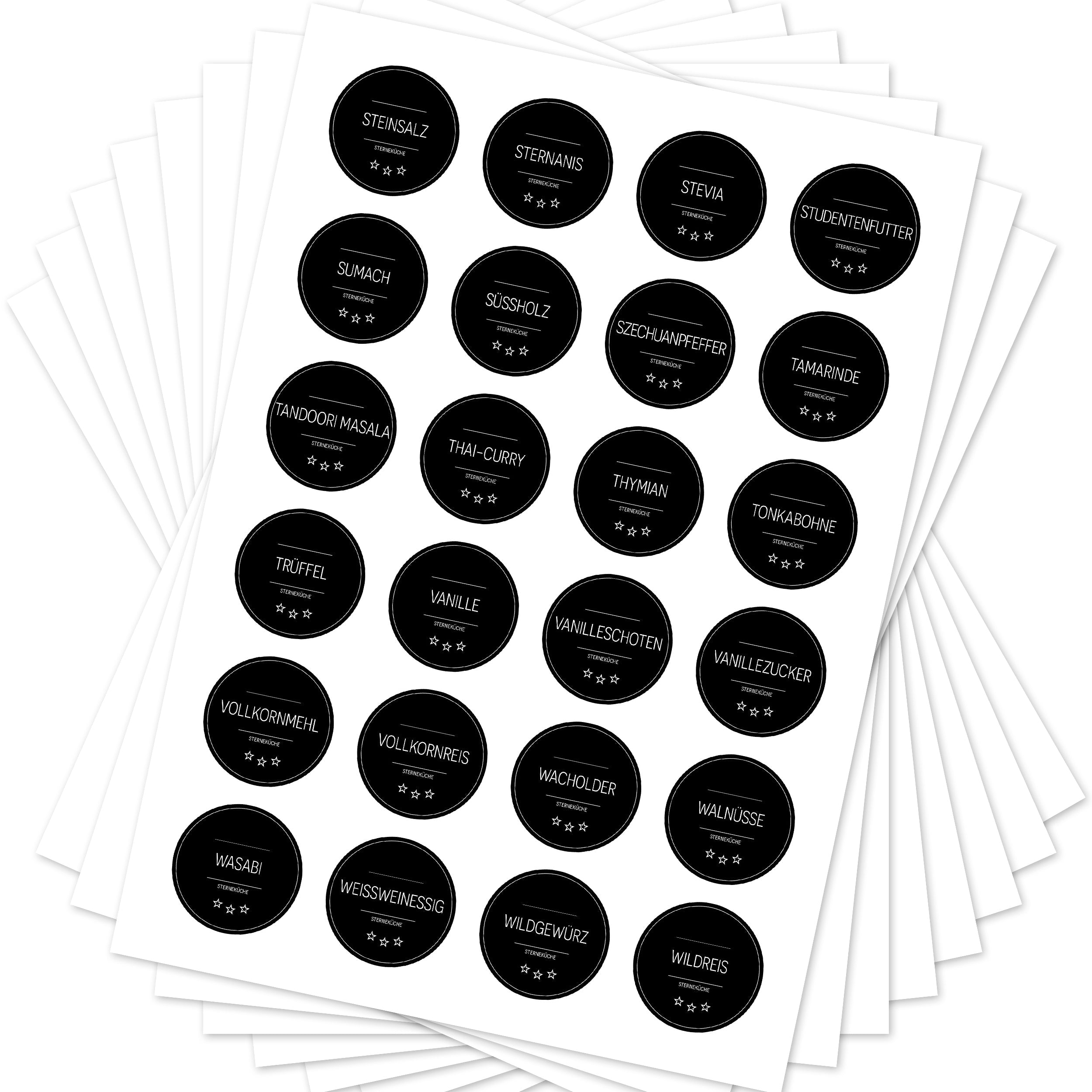 Sterneküche - Aufkleber für Profis - Etiketten für die Küche (Set mit 240 Aufklebern)