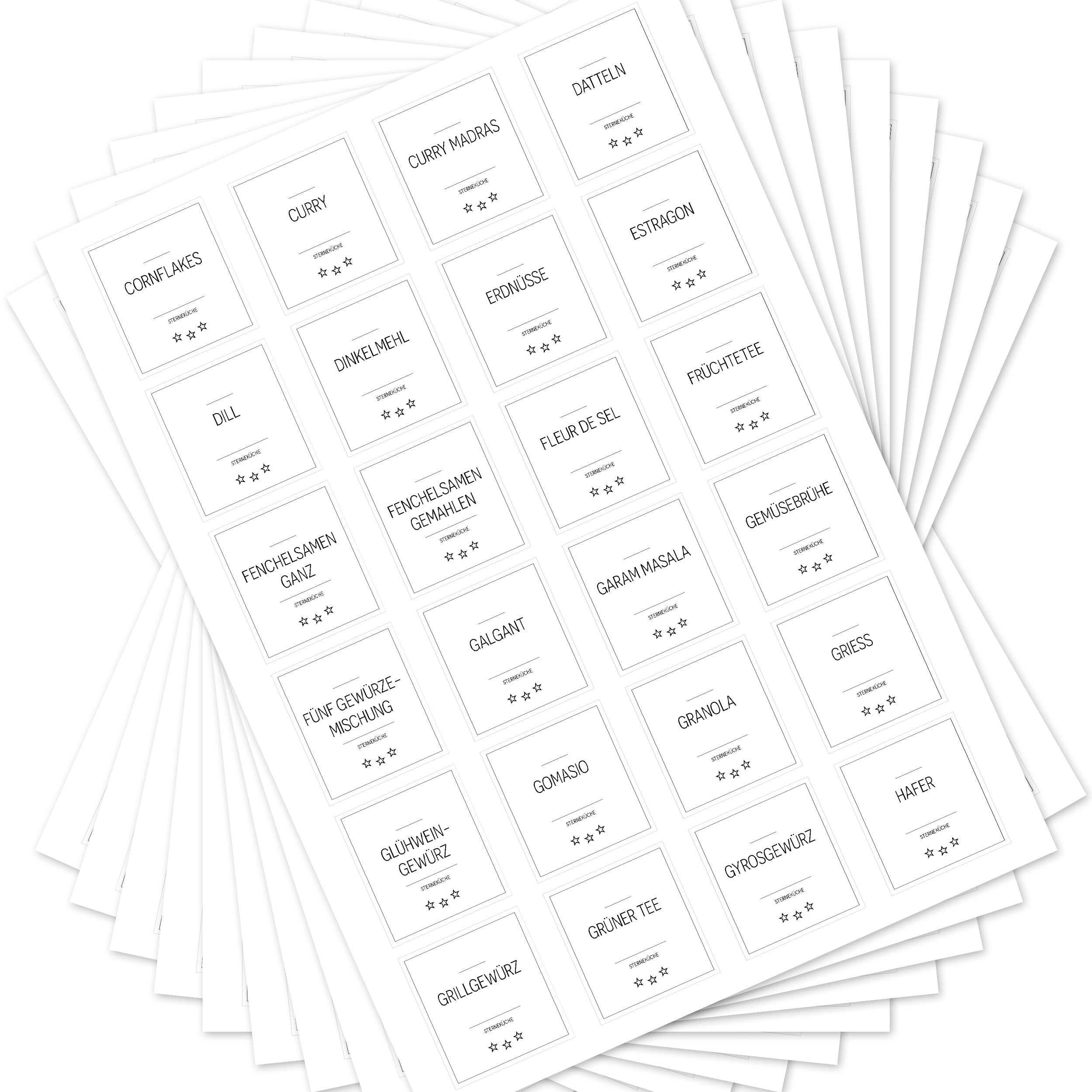 Sterneküche - Aufkleber für Profis - Etiketten für die Küche (Set mit 240 Aufklebern)