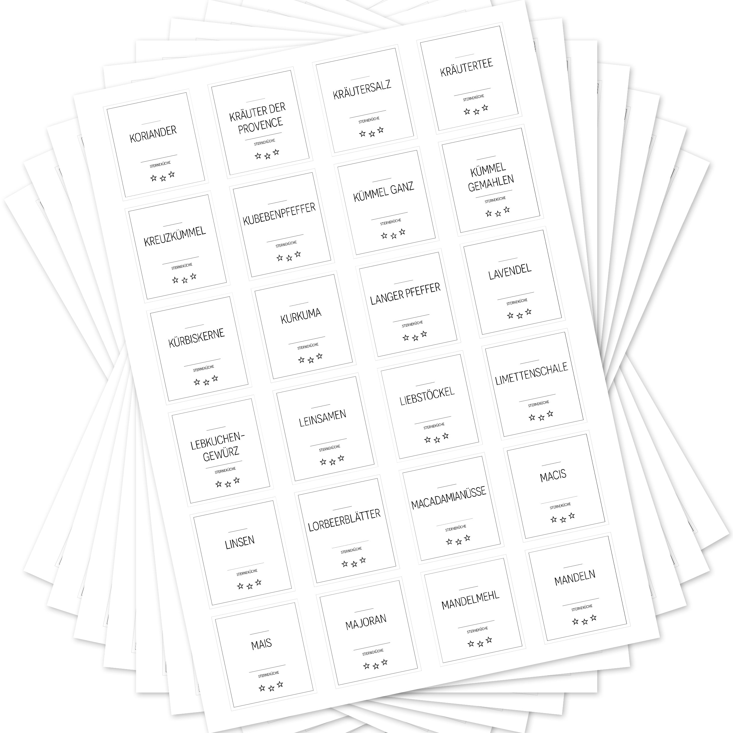 Sterneküche - Aufkleber für Profis - Etiketten für die Küche (Set mit 240 Aufklebern)