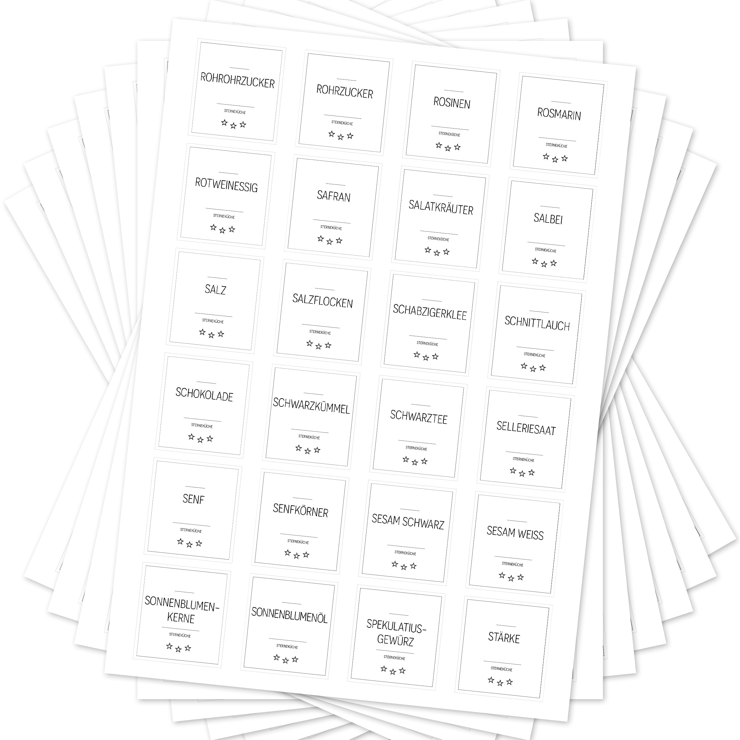 Sterneküche - Aufkleber für Profis - Etiketten für die Küche (Set mit 240 Aufklebern)
