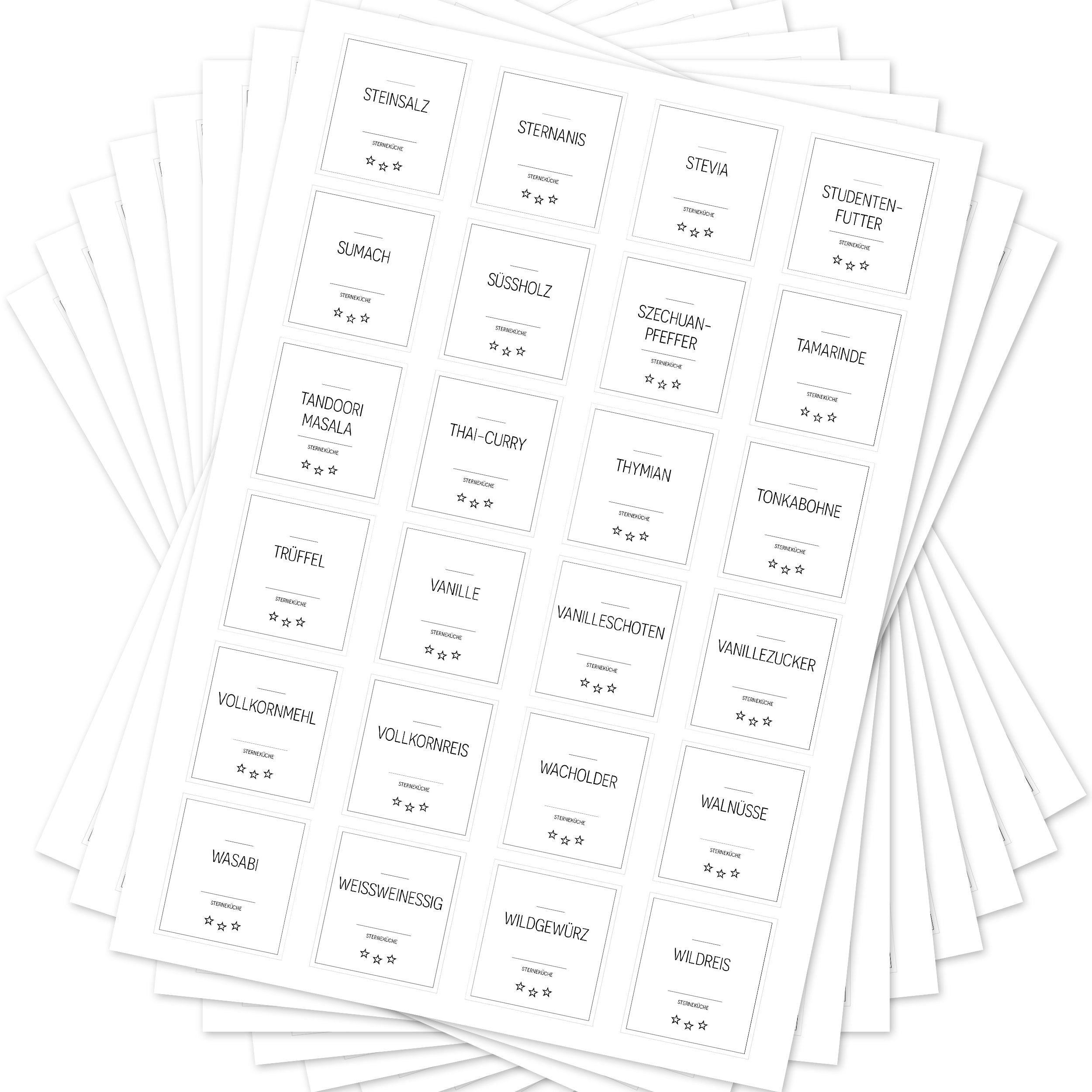 Sterneküche - Aufkleber für Profis - Etiketten für die Küche (Set mit 240 Aufklebern)