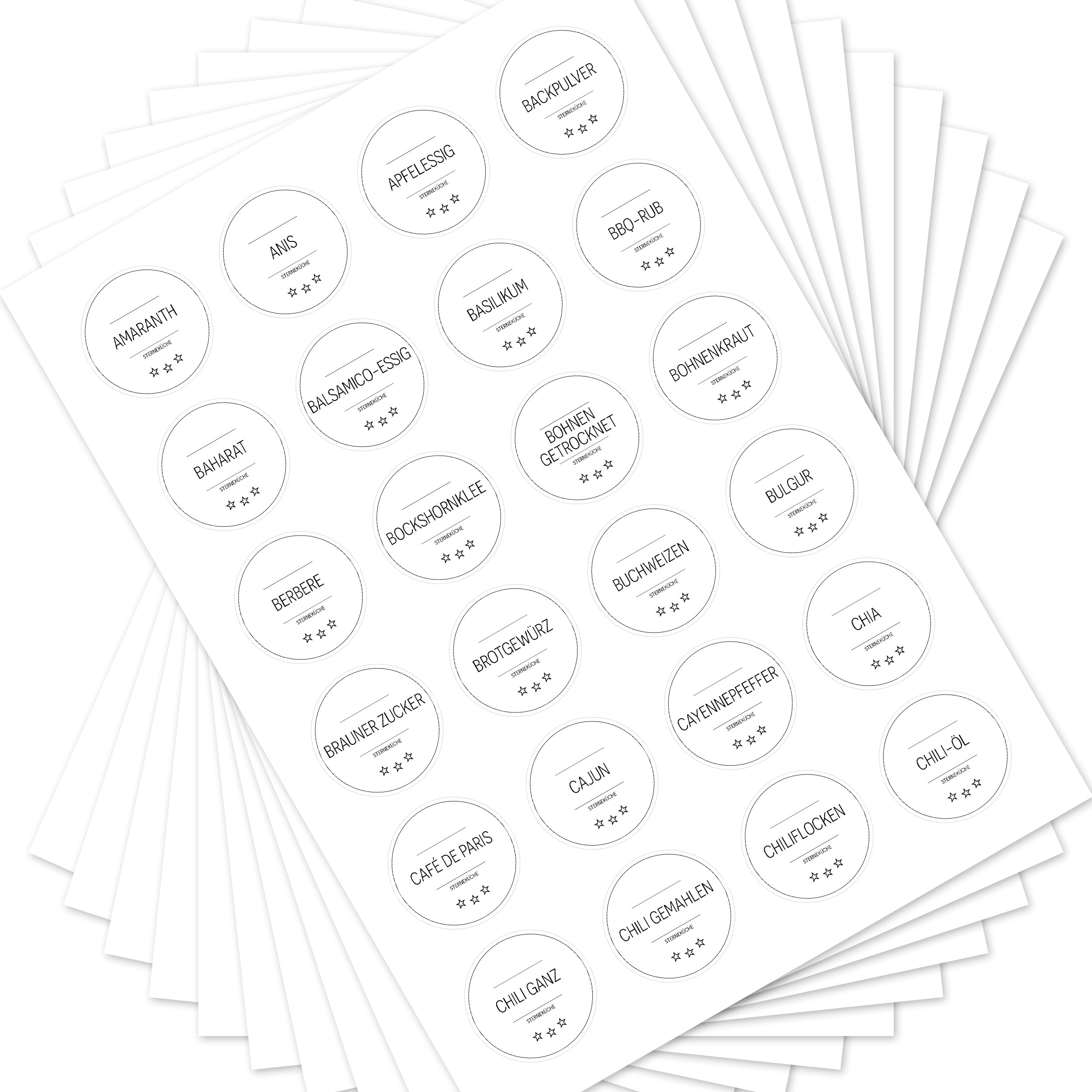 Sterneküche - Aufkleber für Profis - Etiketten für die Küche (Set mit 240 Aufklebern)