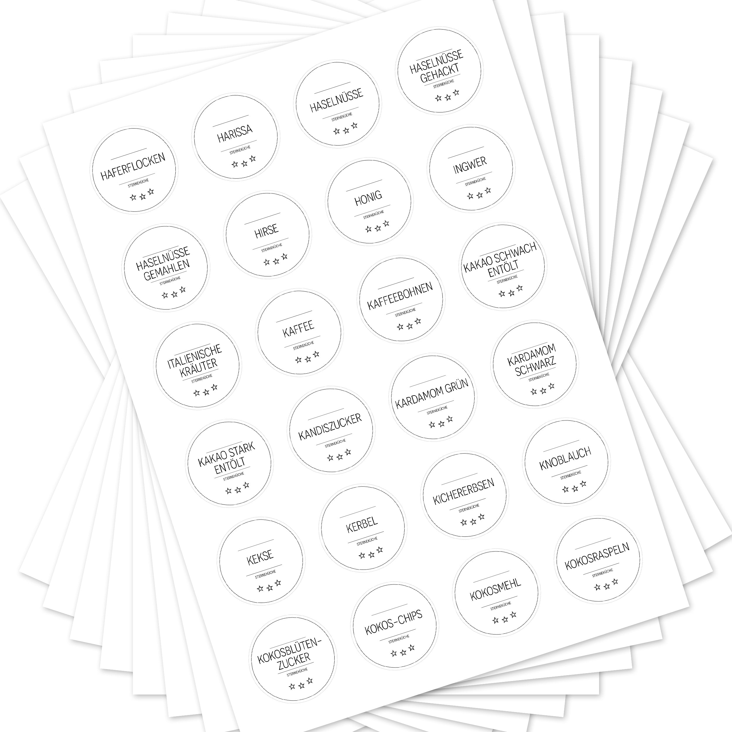 Sterneküche - Aufkleber für Profis - Etiketten für die Küche (Set mit 240 Aufklebern)