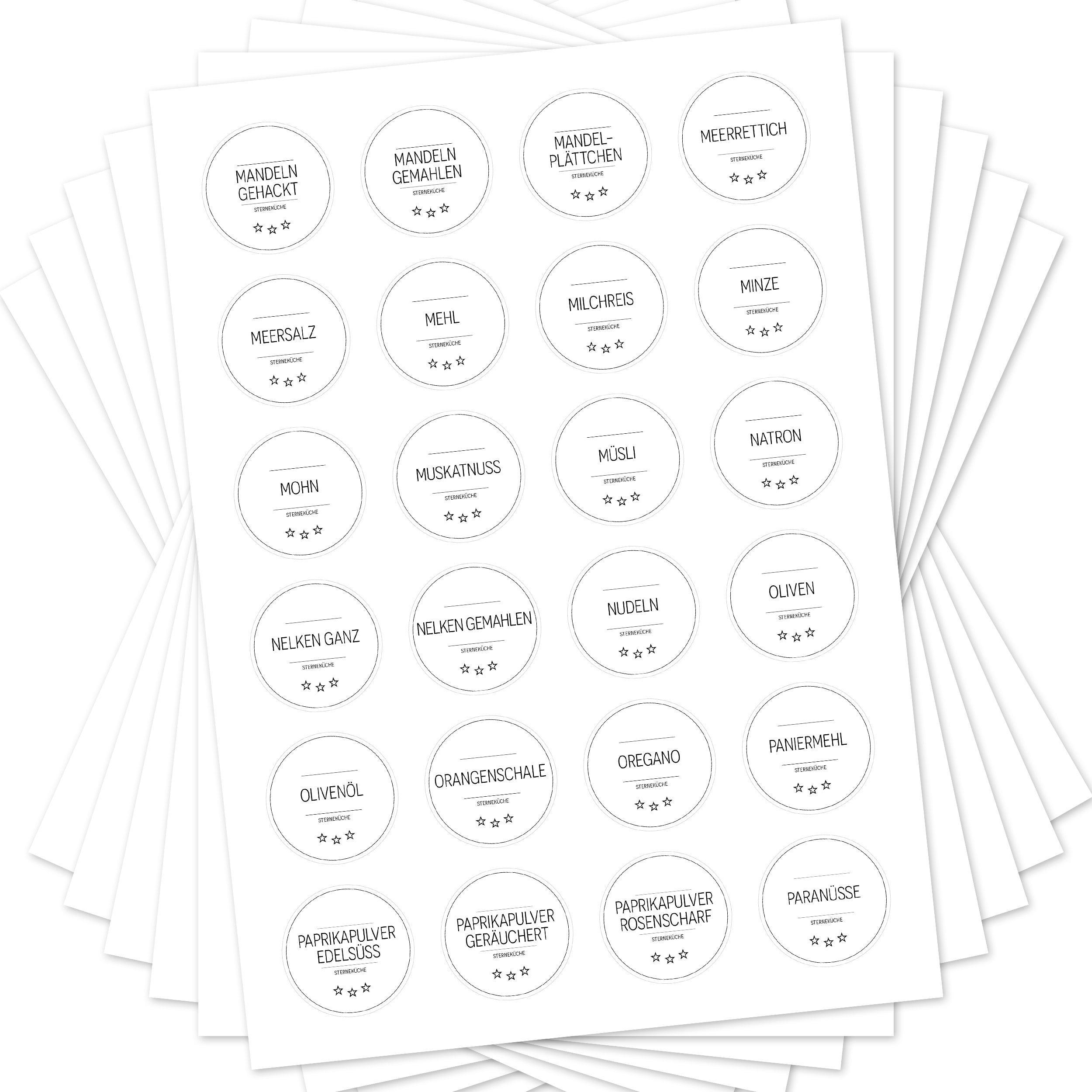 Sterneküche - Aufkleber für Profis - Etiketten für die Küche (Set mit 240 Aufklebern)