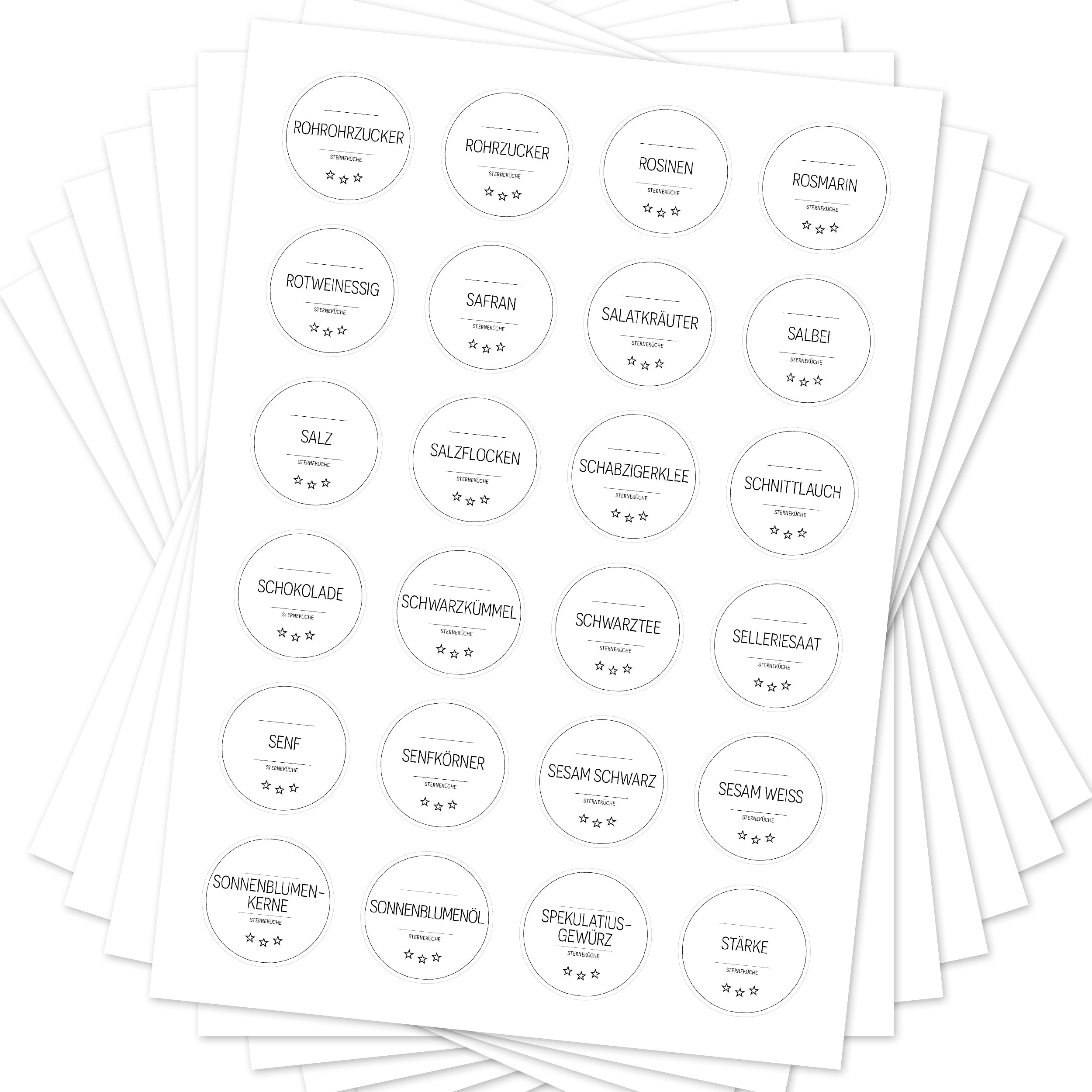 Sterneküche - Aufkleber für Profis - Etiketten für die Küche (Set mit 240 Aufklebern)