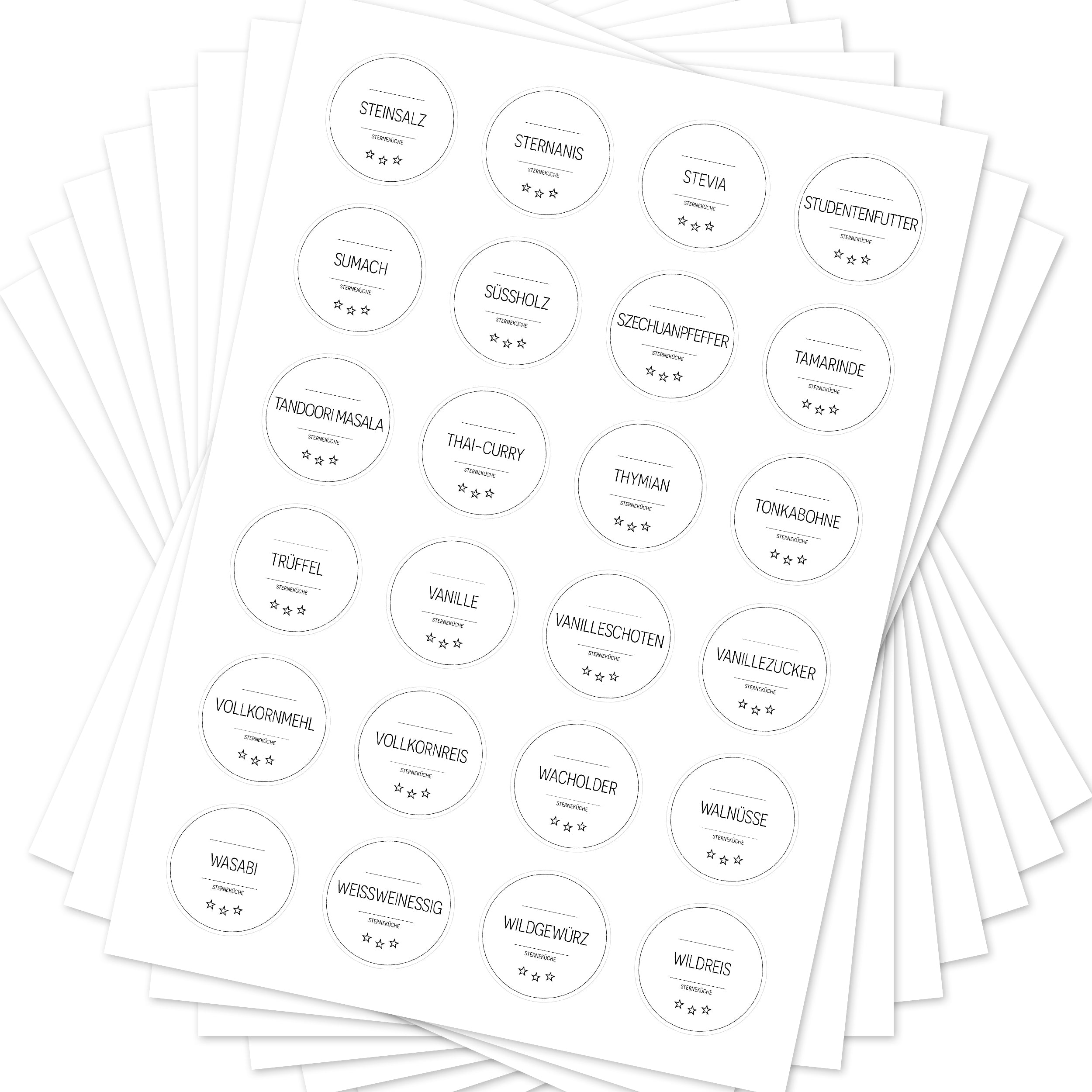 Sterneküche - Aufkleber für Profis - Etiketten für die Küche (Set mit 240 Aufklebern)