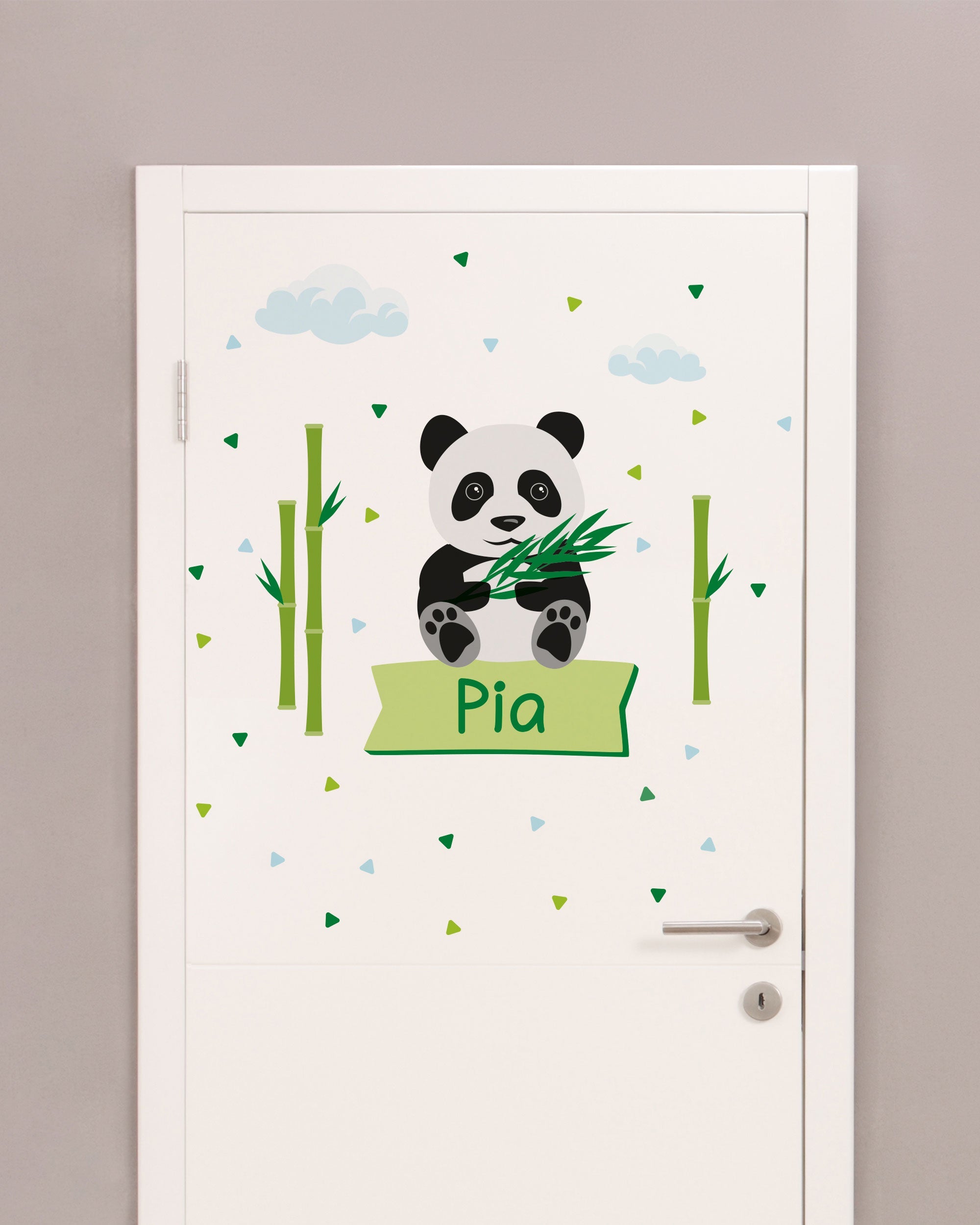 Individueller Türaufkleber mit Panda-Motiv für Kinderzimmer, kinderfreundliches Design, einfache Anbringung, von aufkleberdrucker.de