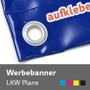 LKW-Plane mit aufgedrucktem Werbebanner aus PVC, hergestellt von Emblem, zeigt eine große, bedruckte LKW-Plane für Werbung.