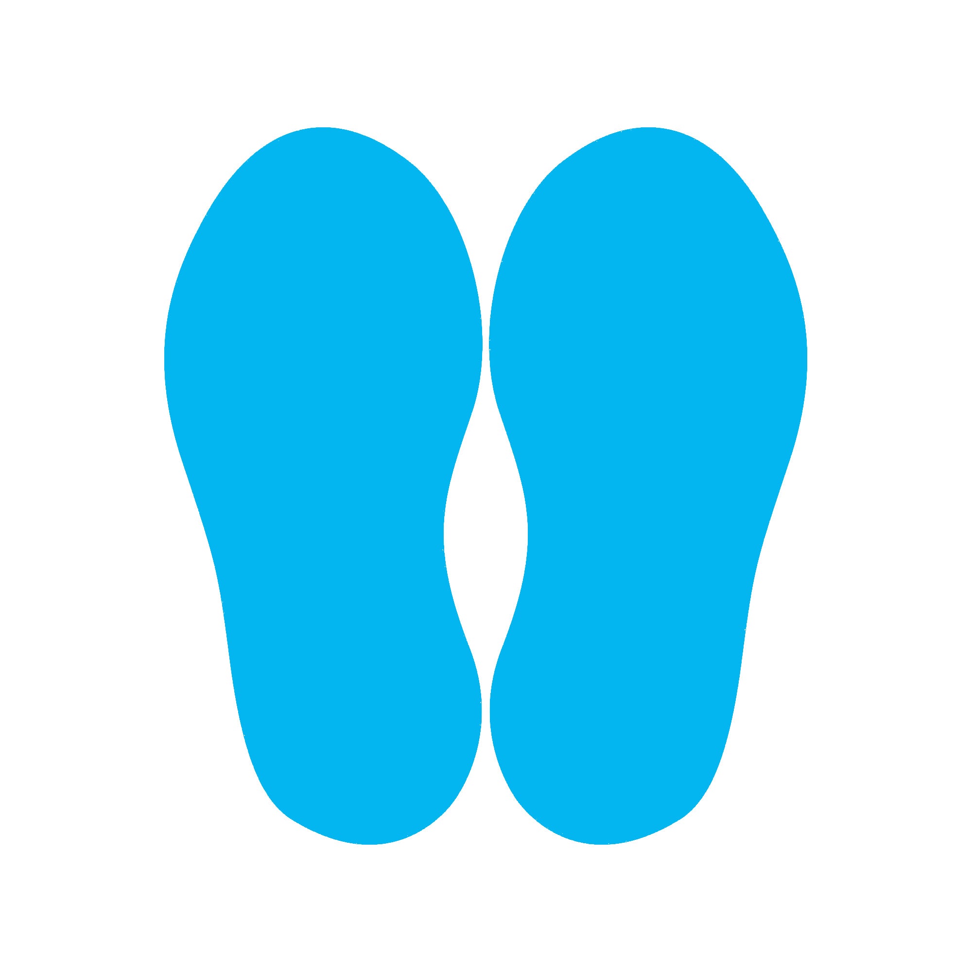 Hellblaue Fußbodenaufkleber für Schuhe, 10 Paar, mit Fußgröße 250x110 mm, von aufkleberdrucker.de