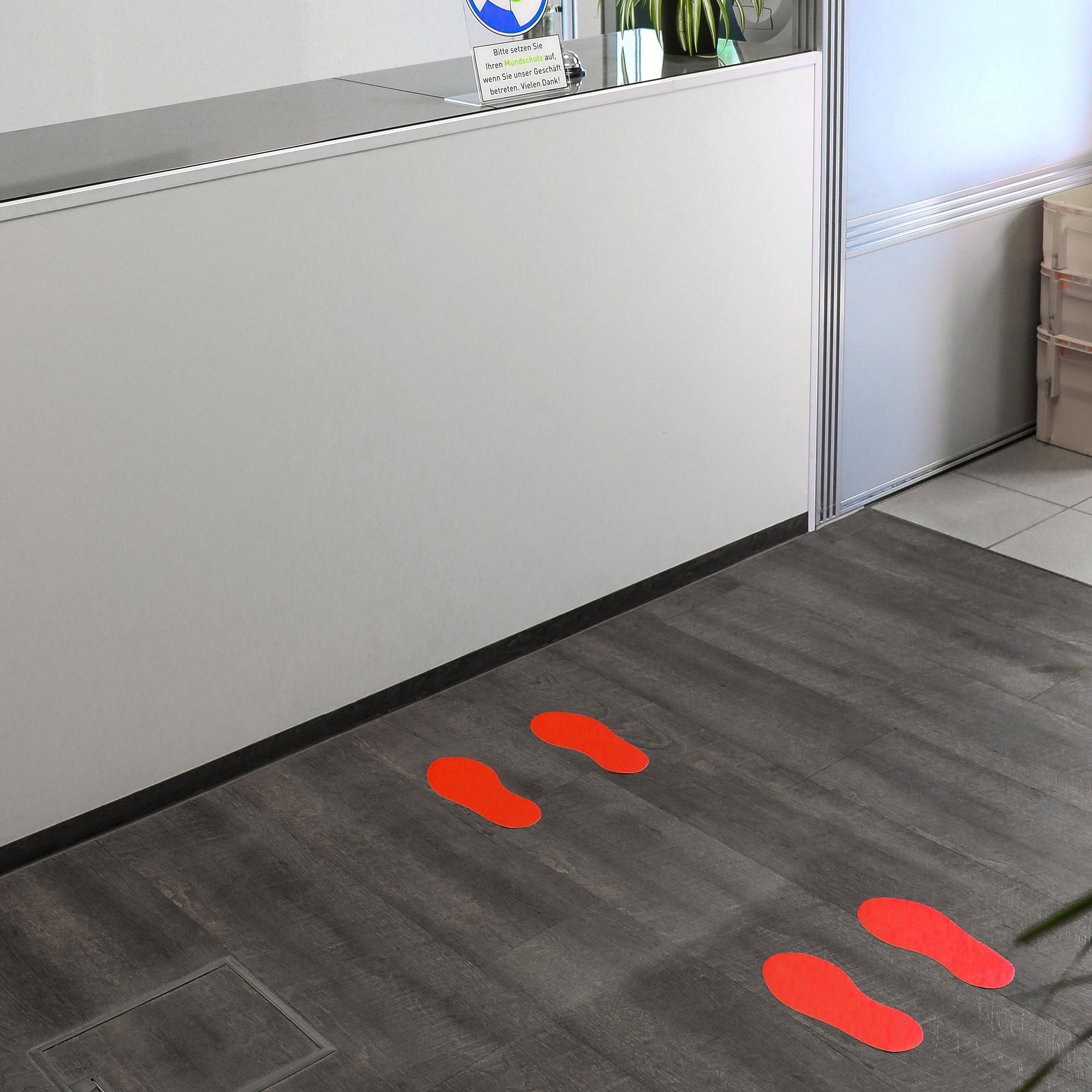 Rote Fußbodenaufkleber für Schuhe, 10 Paar, mit Fußgröße 250x110 mm, aufkleberdrucker.de, für sicheren Bodenmarkierung.