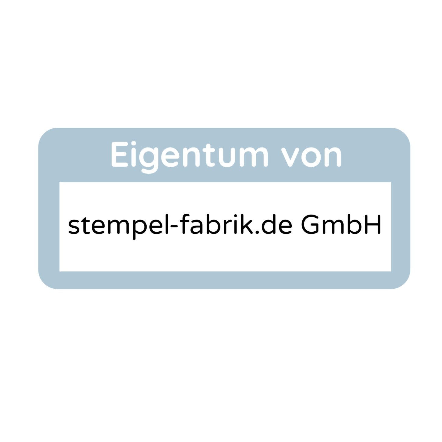 30 kleine personalisierte Eigentum-Aufkleber in Hellblau, 30x13 mm, für Inventar mit individuellem Design.