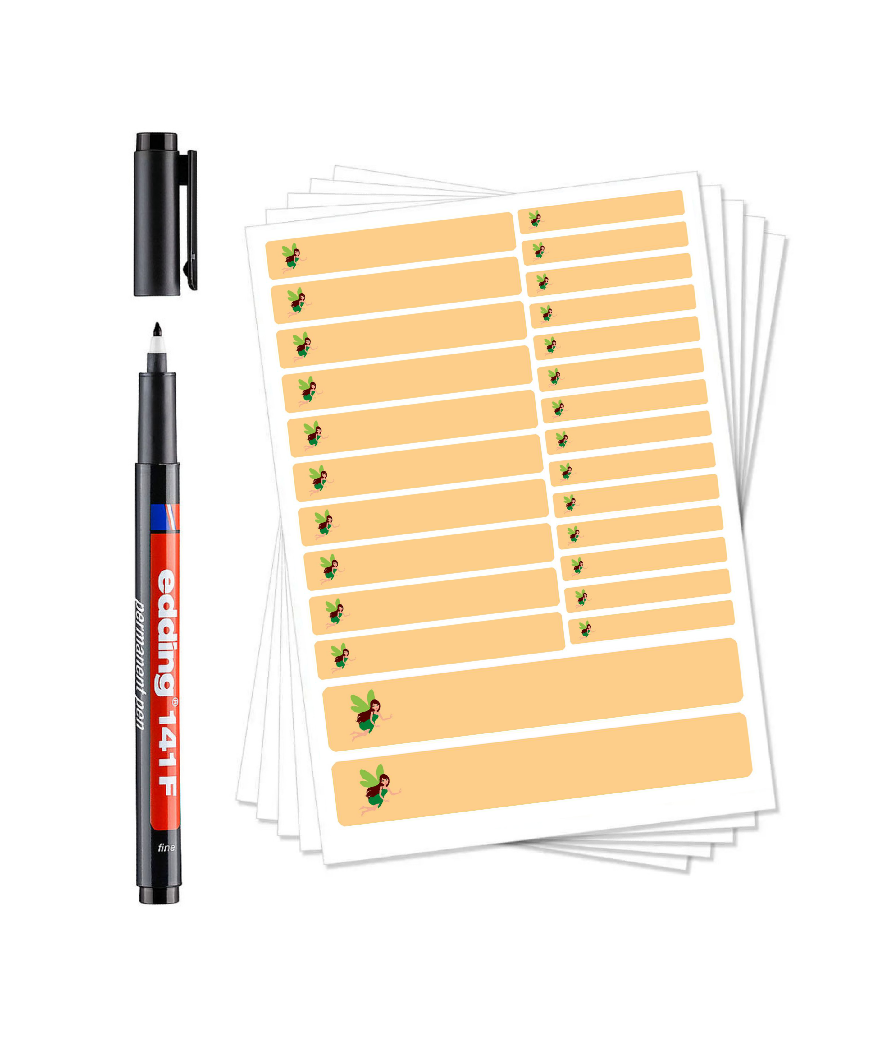 Gelbe DIY Namensaufkleber mit Permanent Marker und Laminat, ideal zum selbstbeschriften, von aufkleberdrucker.de