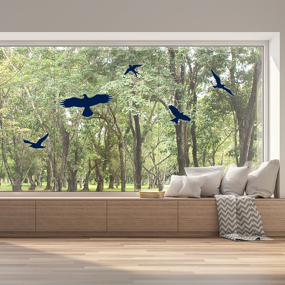Vogel-Silhouetten-Aufkleber im Set auf transparentem Papier, ideal für Fensterdekoration, 2 Bögen, 200x300 mm