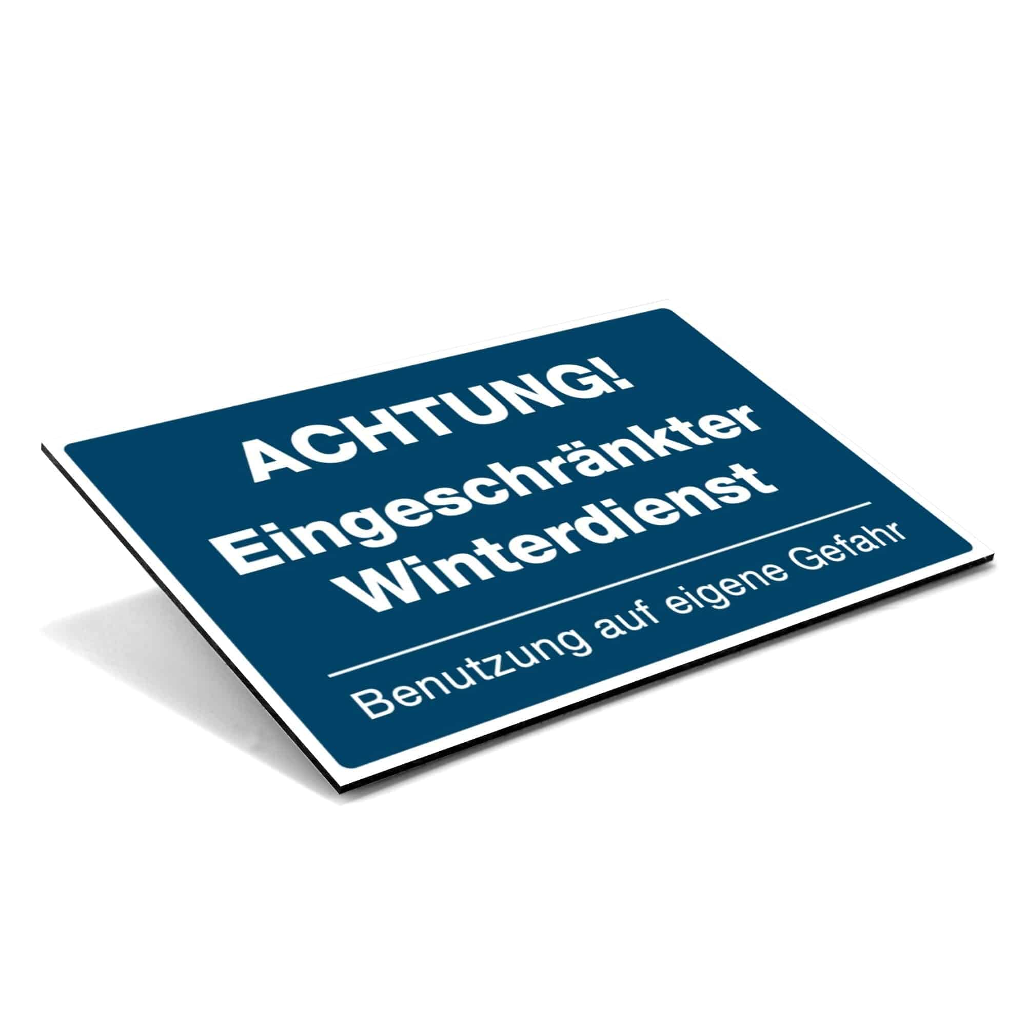 Achtung Schild mit Piktogramm für eingeschränkten Winterdienst, wetterfestes Kunststoffschild, für Verkehrssicherheit, in deutscher Sprache