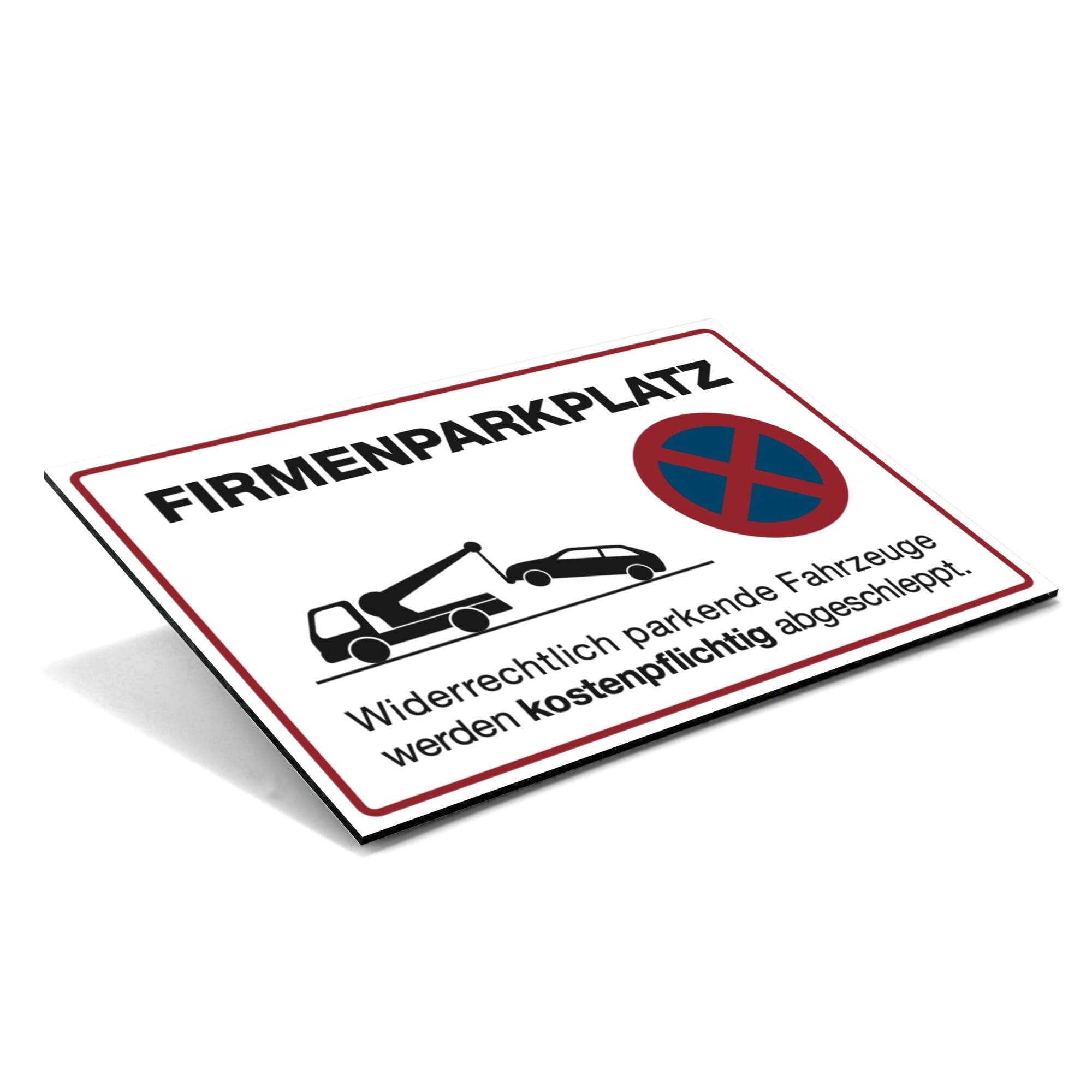 Weiße Aluminium-Verbundschild für Privat- und Firmenparkplätze, 200x300 mm, mit klarer Beschriftung.