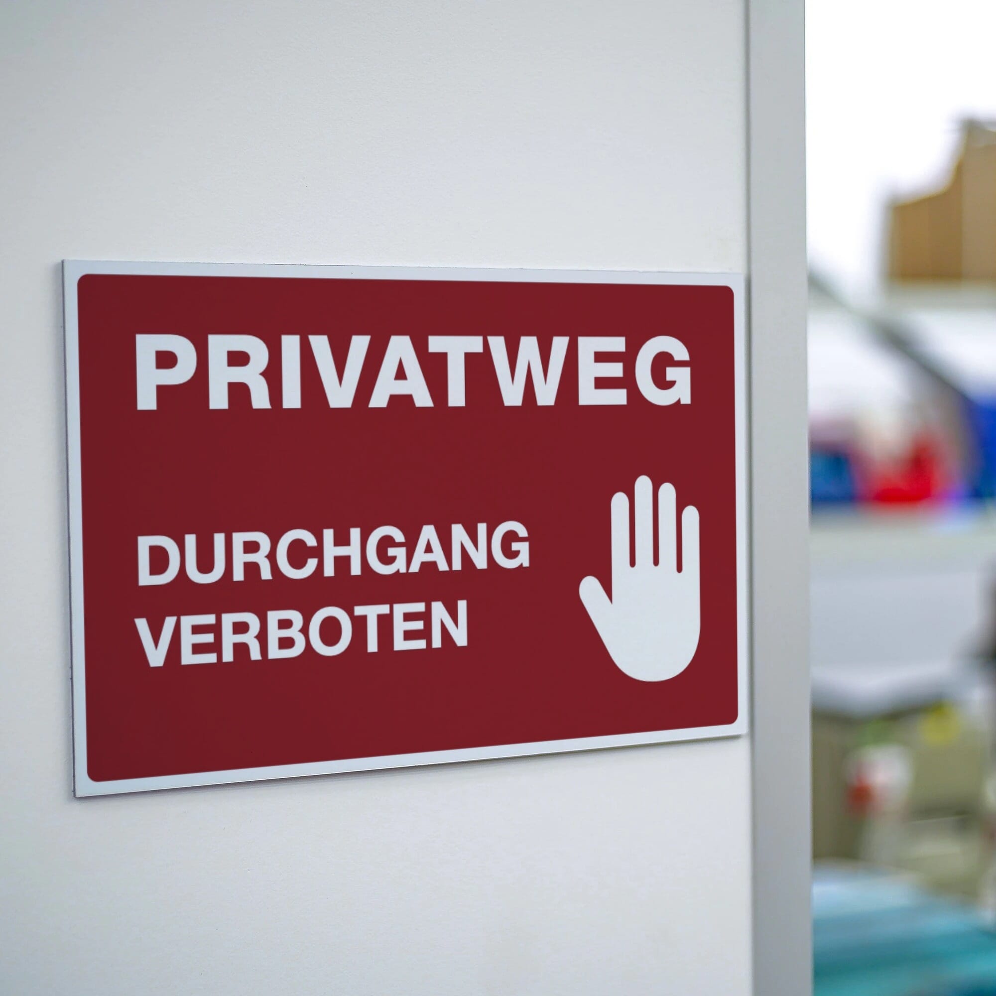Schild Alu-Verbund PRIVATWEG - DURCHGANG VERBOTEN (signalrot, 300x200x4 mm)
